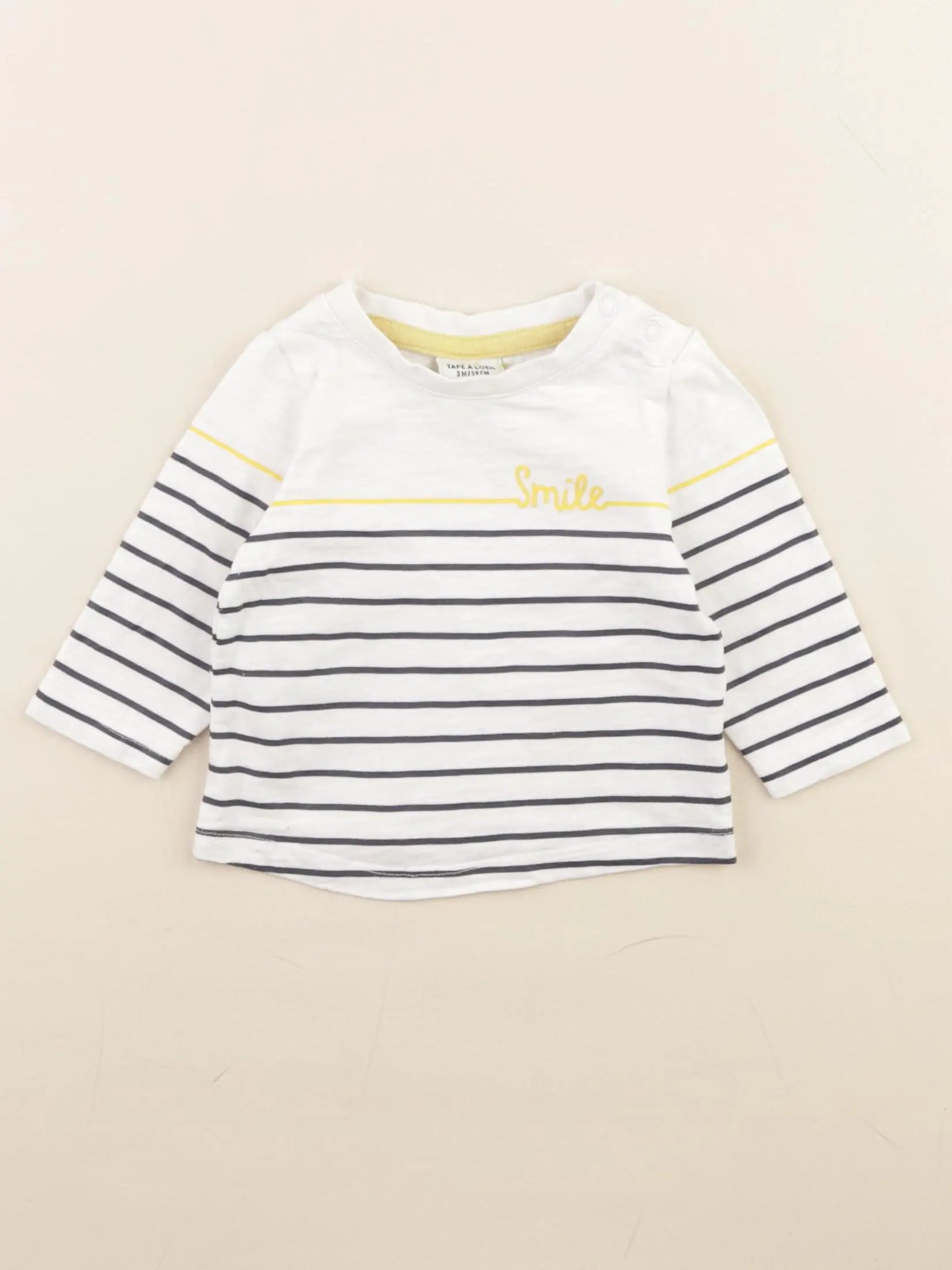 Tape à l'oeil - tee-shirt blanc, bleu - 3 mois