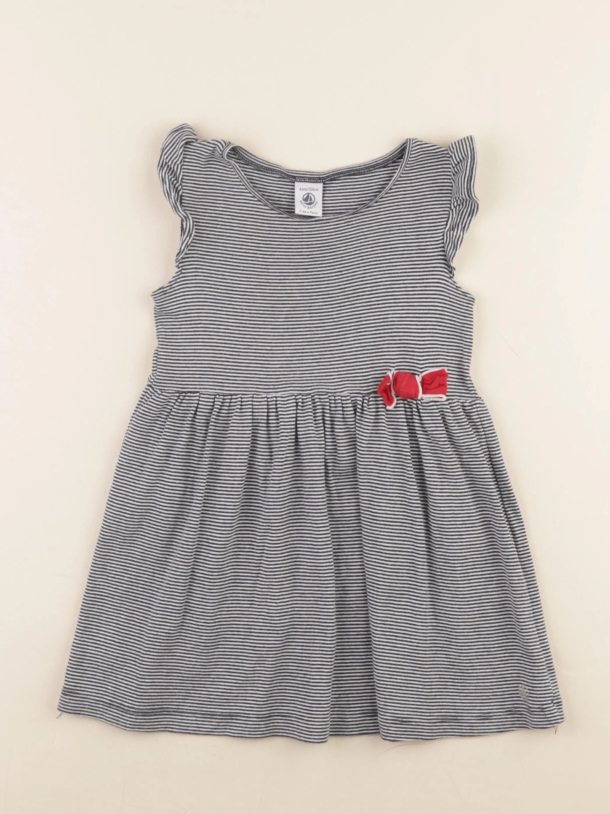 Petit Bateau - robe bleu, blanc - 4 ans
