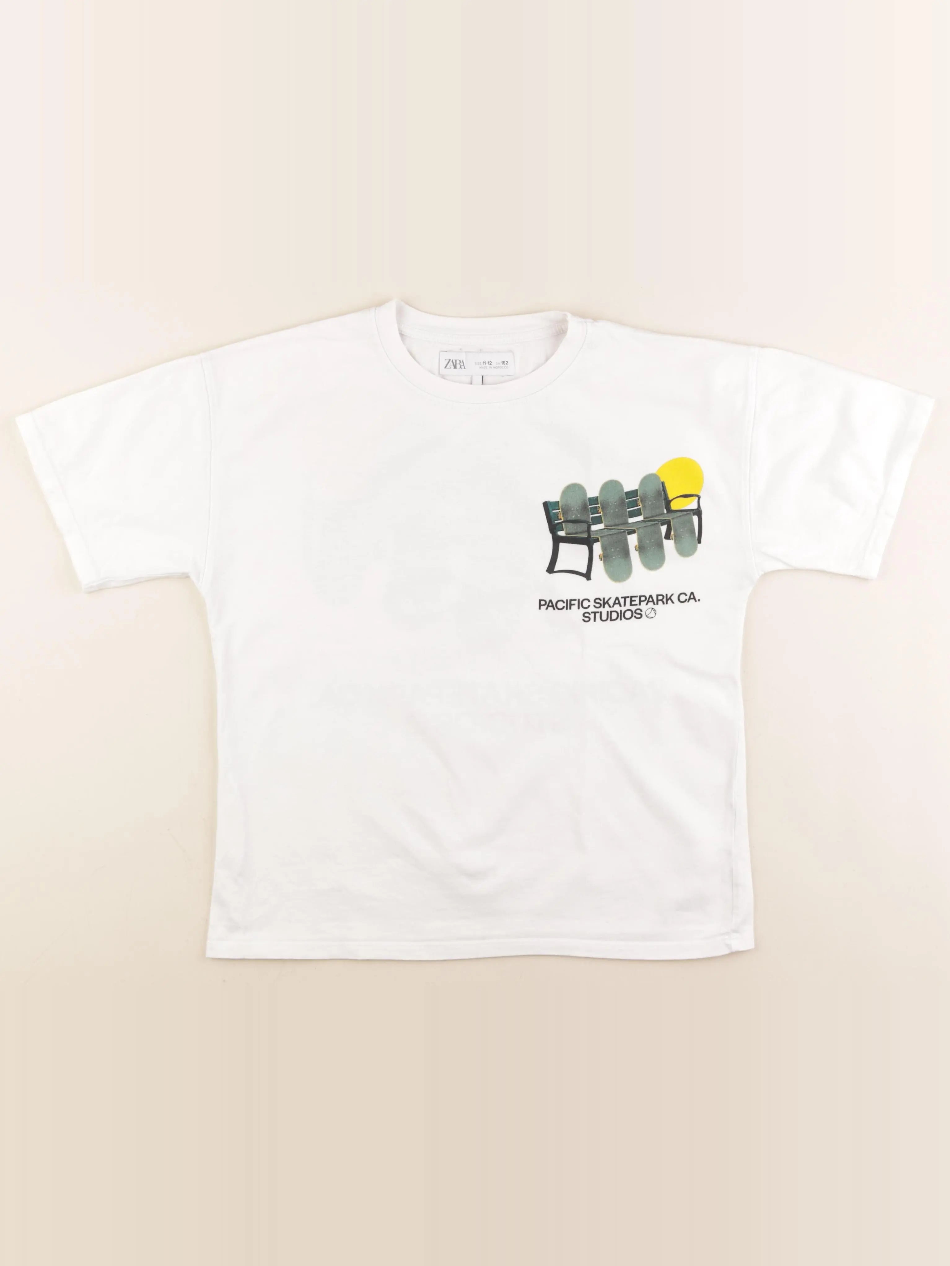 Zara - tee-shirt imprimé au dos blanc - 11/12 ans