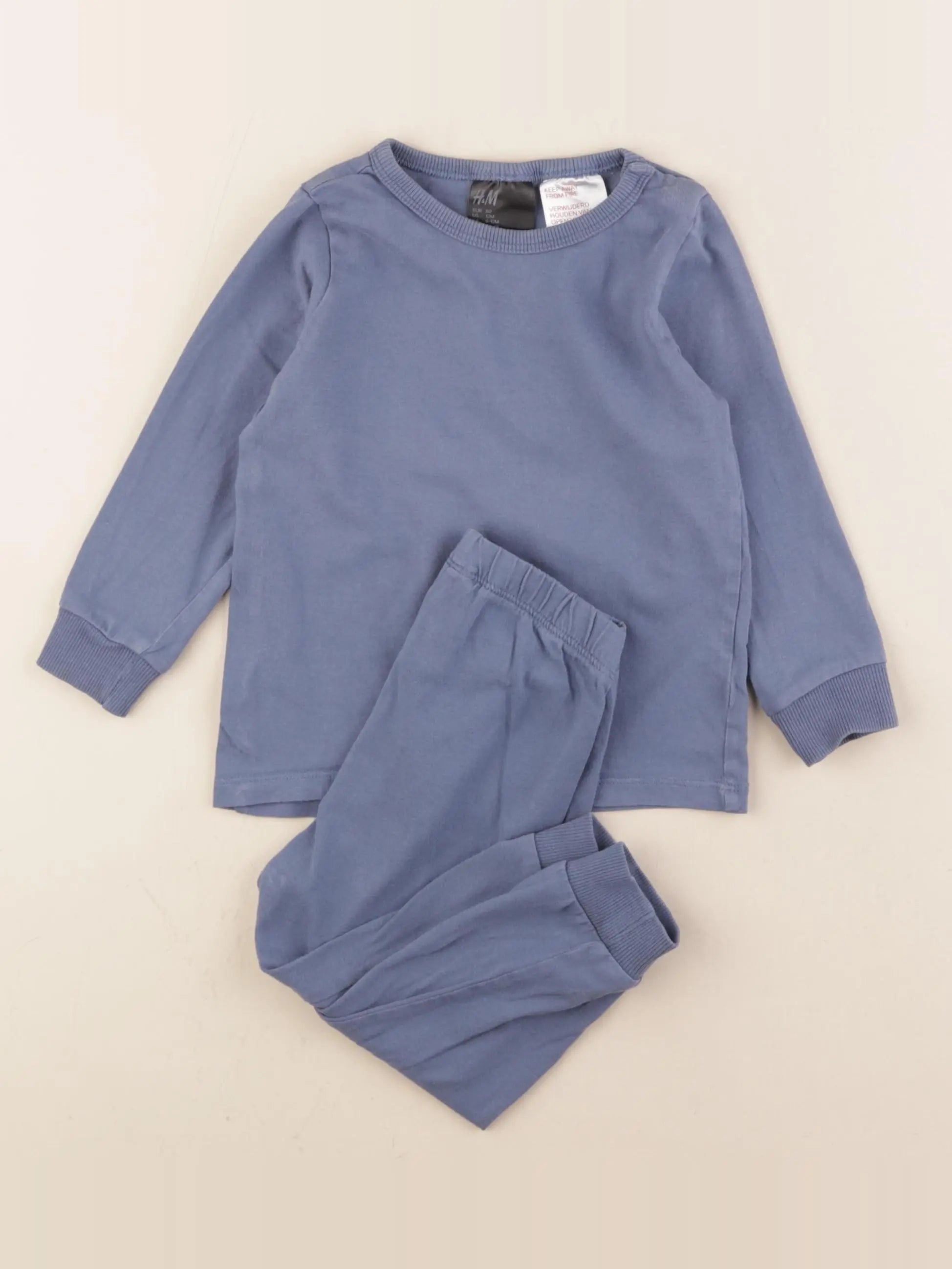 H&M - pyjama coton bleu - 9/12 mois