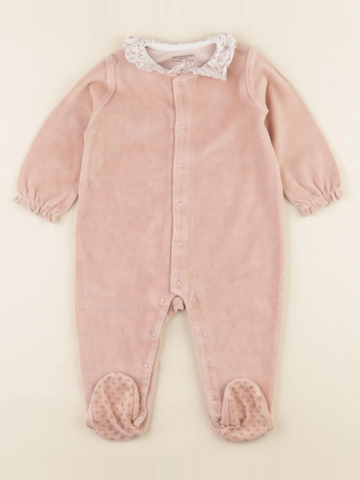 Vertbaudet - pyjama velours rose - 12 mois