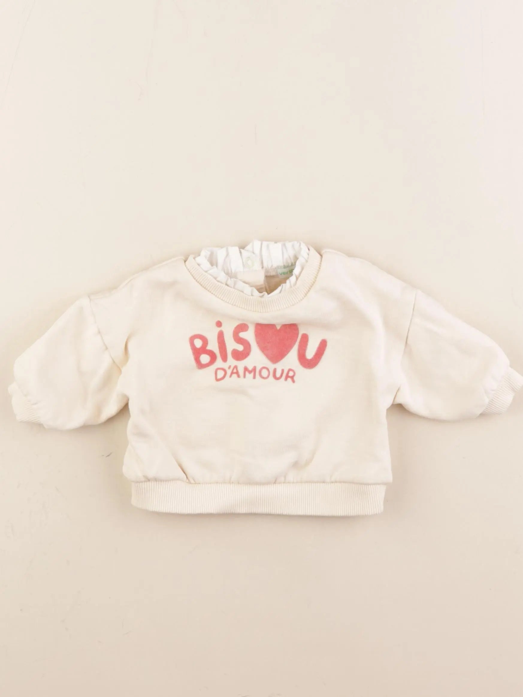 Vertbaudet - sweat beige - 3 mois