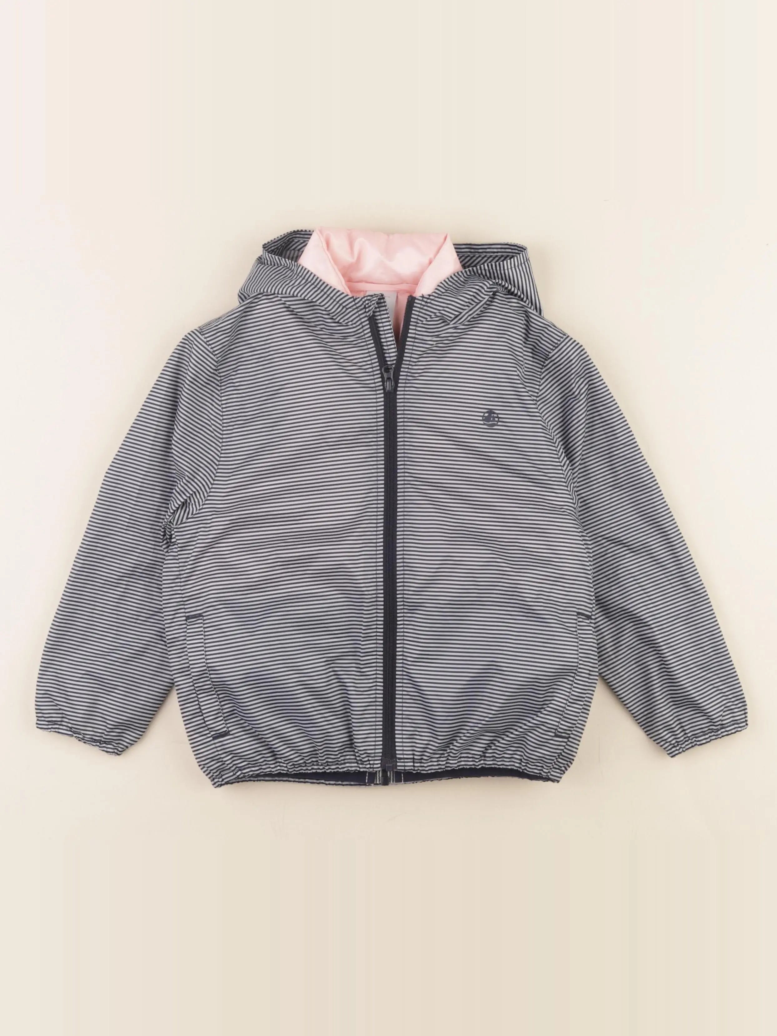 Petit Bateau - veste doublure amovible bleu, blanc - 4 ans