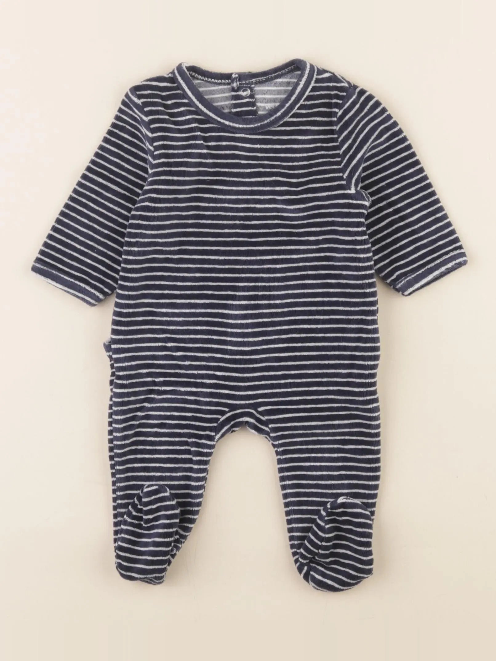 Vertbaudet - pyjama velours bleu - 1 mois