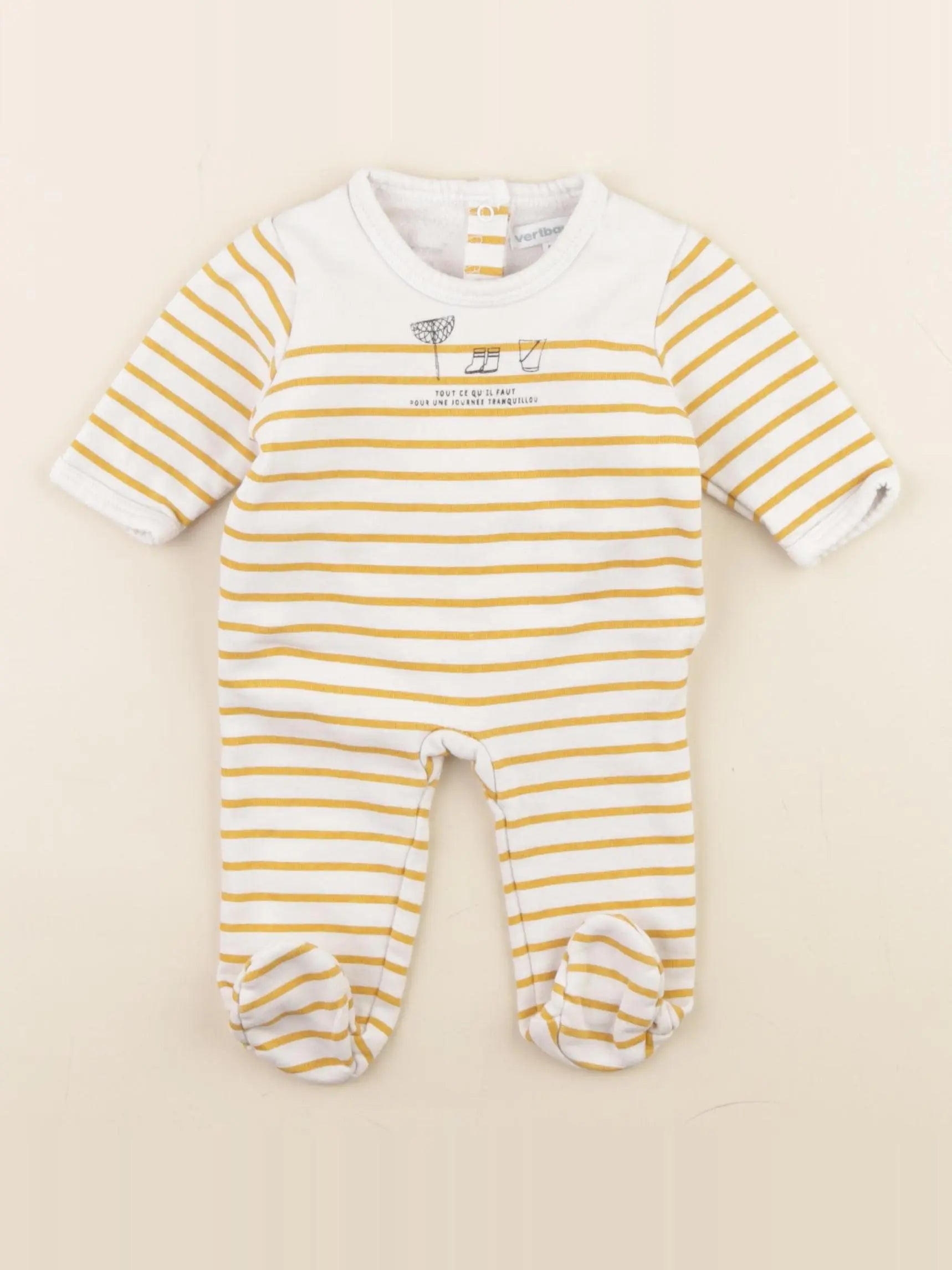 Vertbaudet - pyjama coton blanc - 1 mois