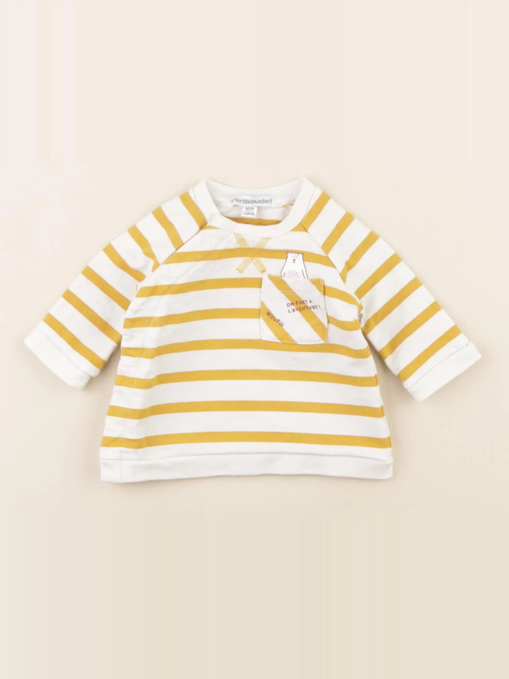 Vertbaudet - sweat blanc - 1 mois