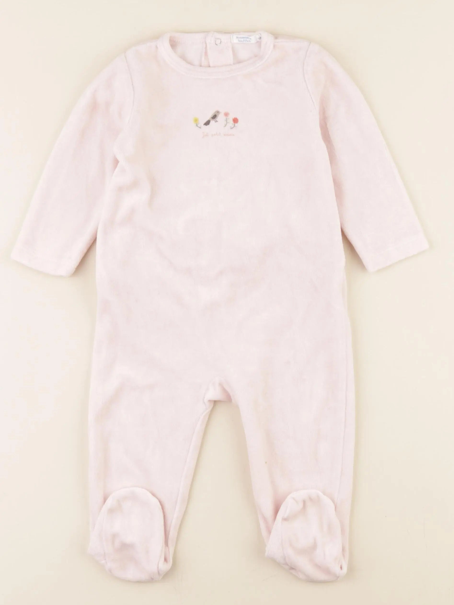 Boutchou - pyjama velours rose - 12 mois