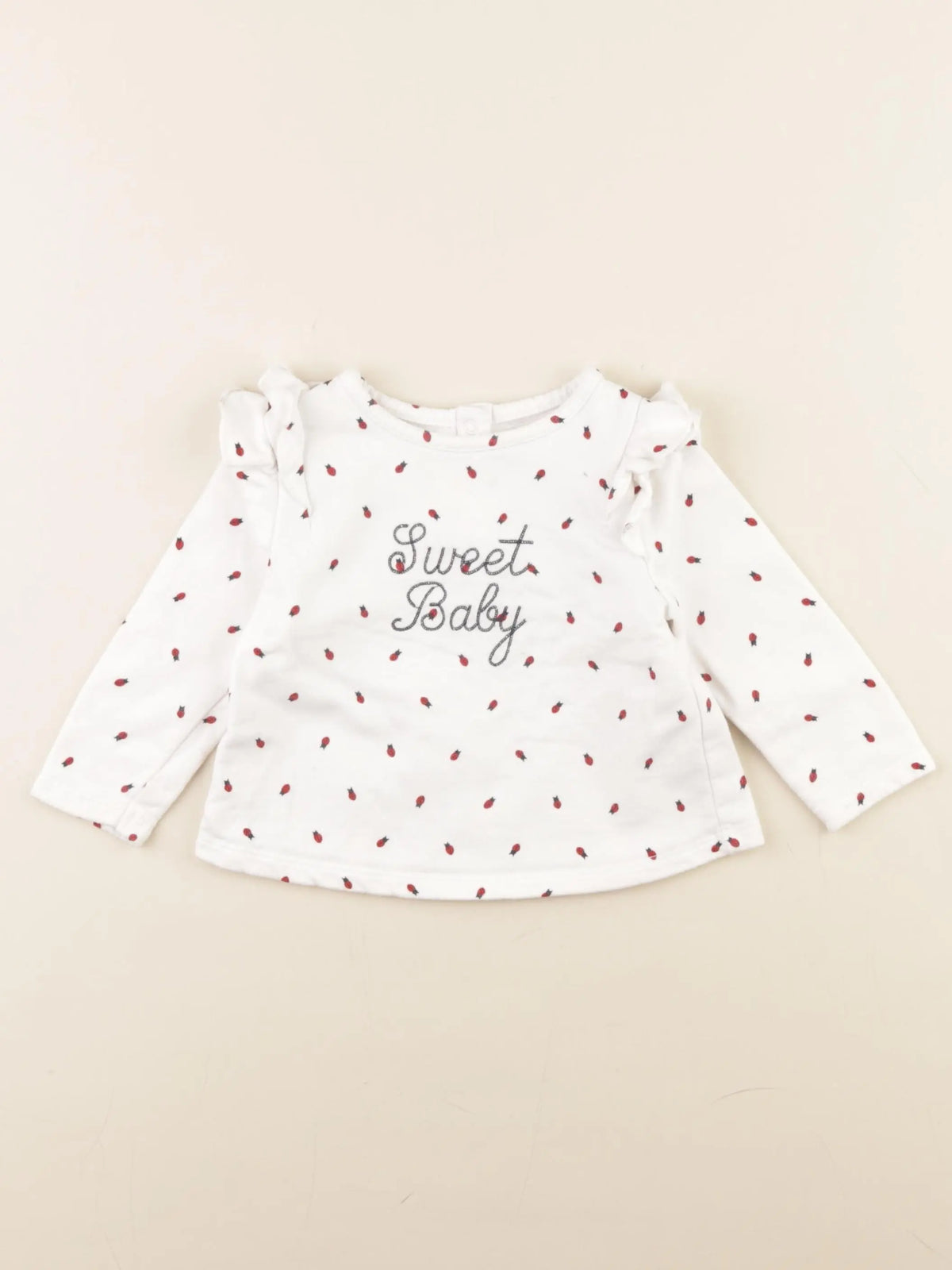 Boutchou - sweat blanc, rouge - 12 mois