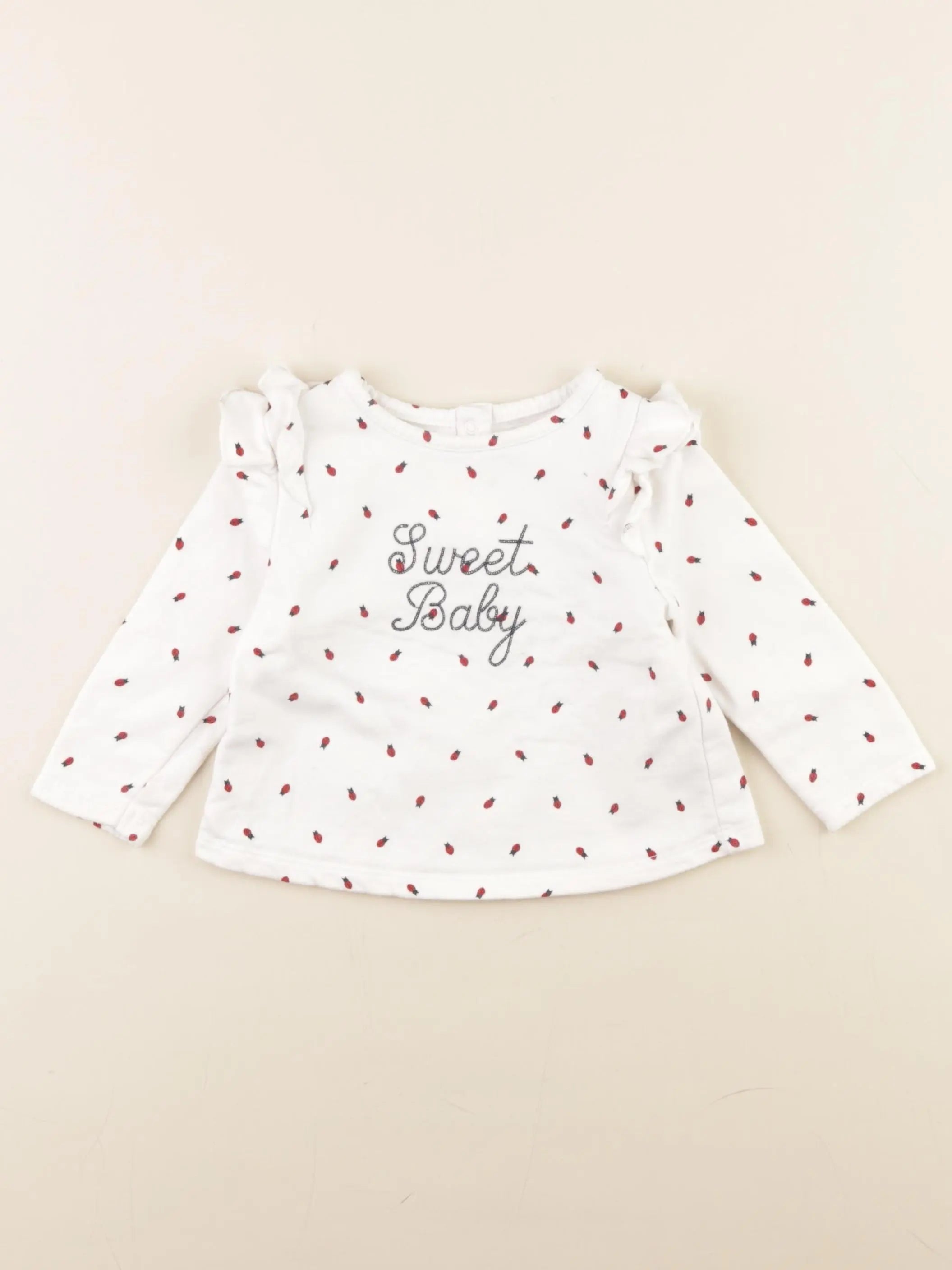 Boutchou - sweat blanc, rouge - 12 mois