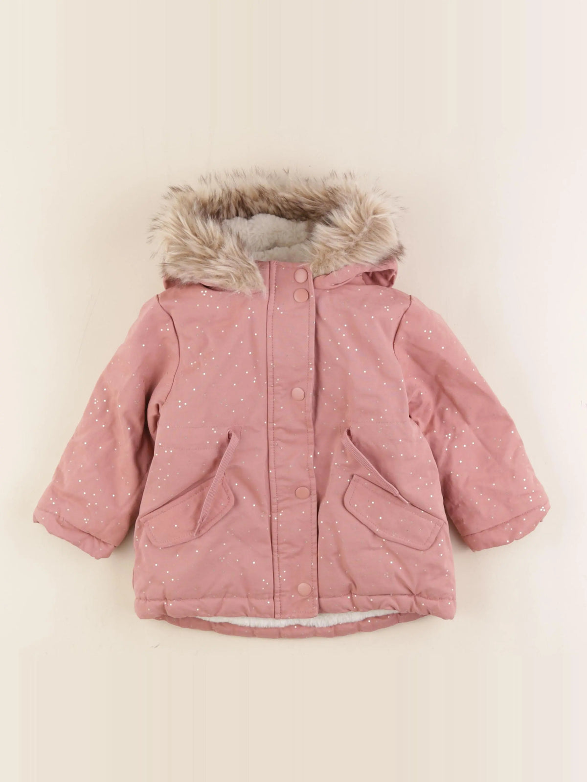 Vertbaudet - parka rose, or - 2 ans