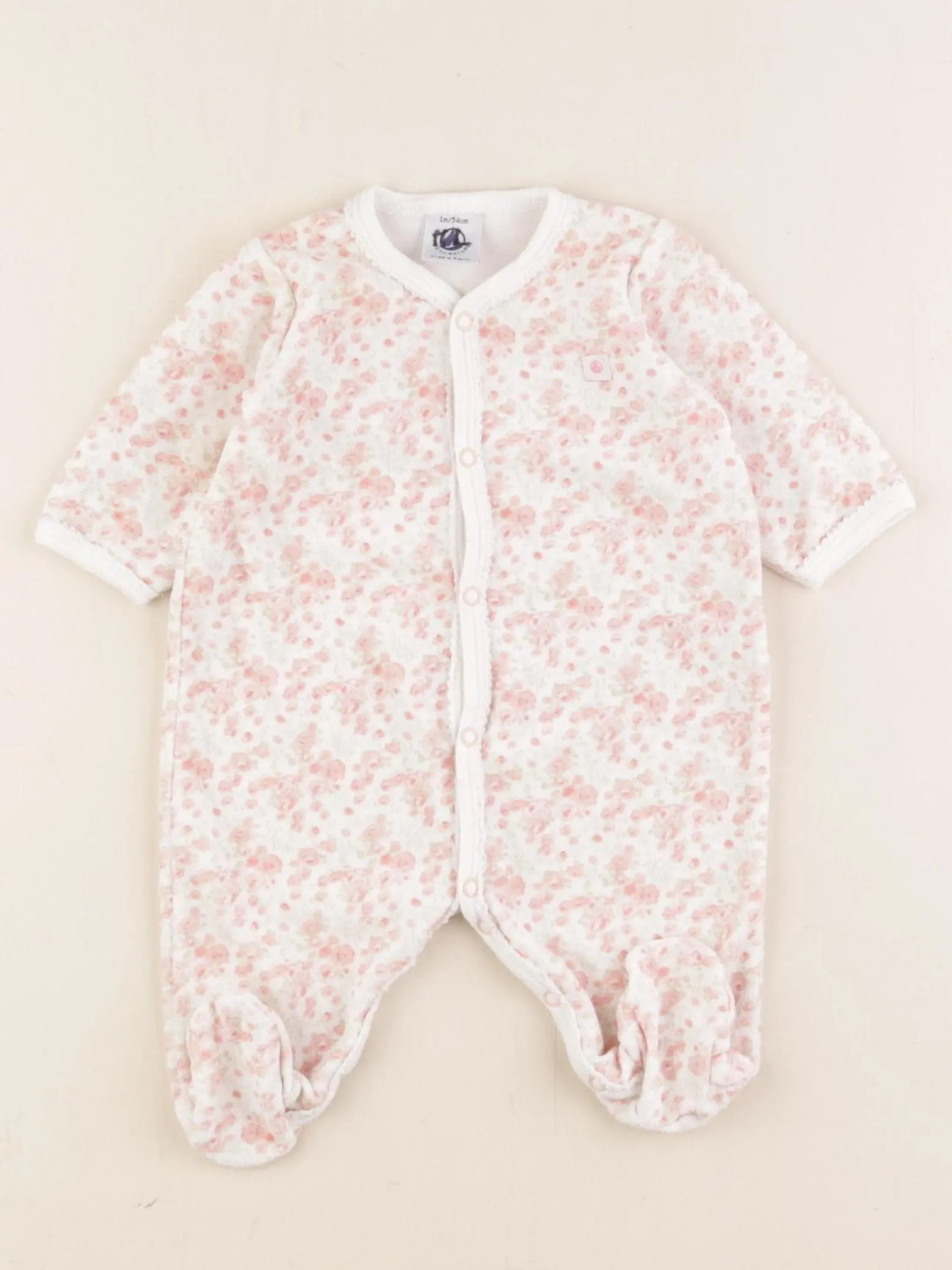 Petit Bateau - pyjama velours blanc - 1 mois