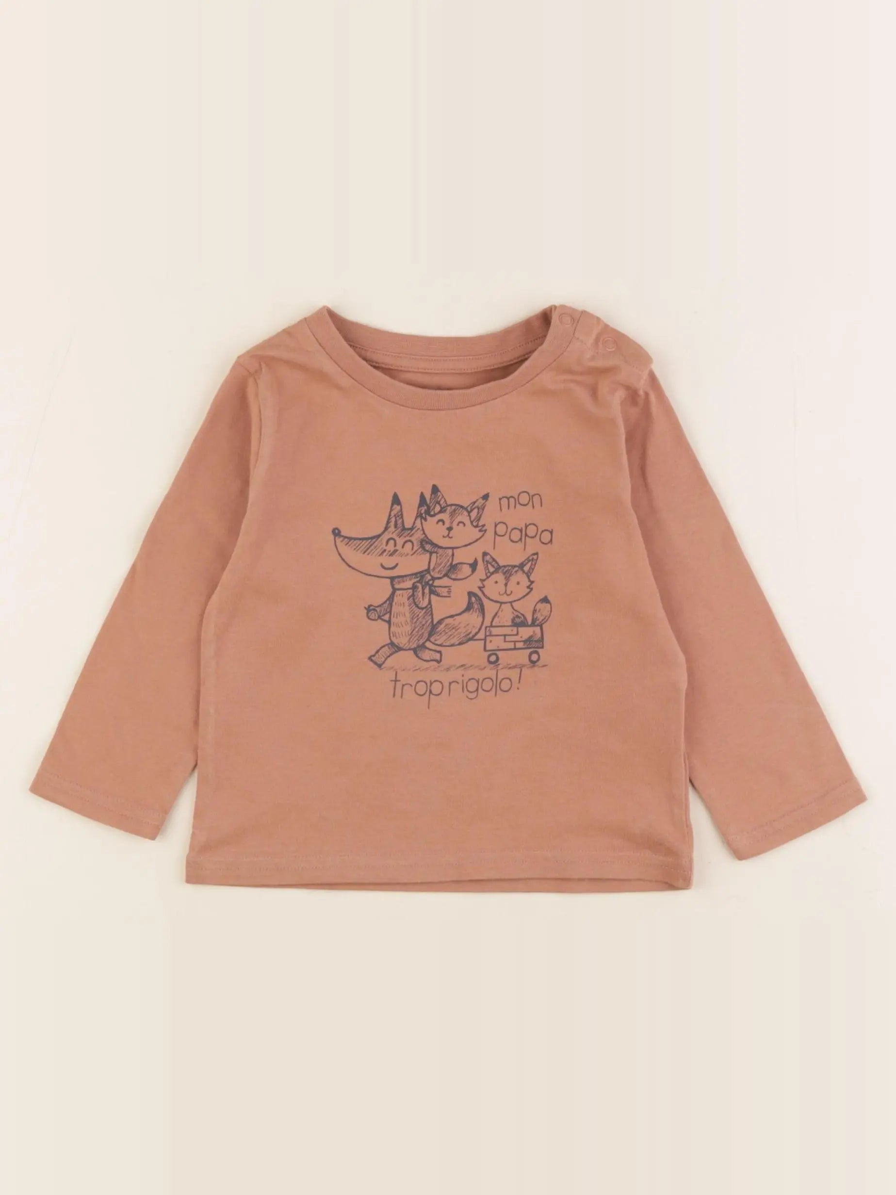 Vertbaudet - tee-shirt marron - 12 mois