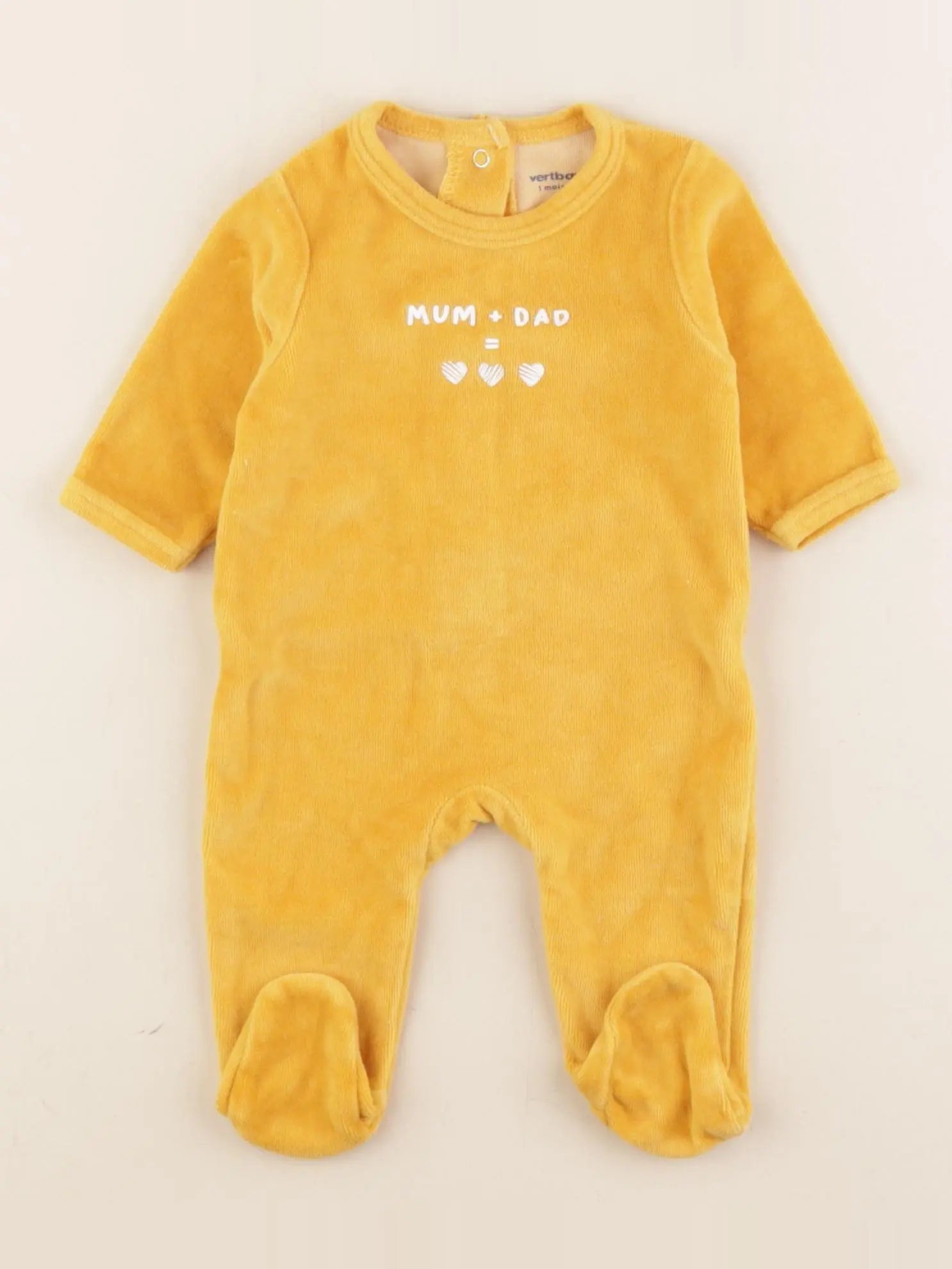 Vertbaudet - pyjama velours jaune - 1 mois