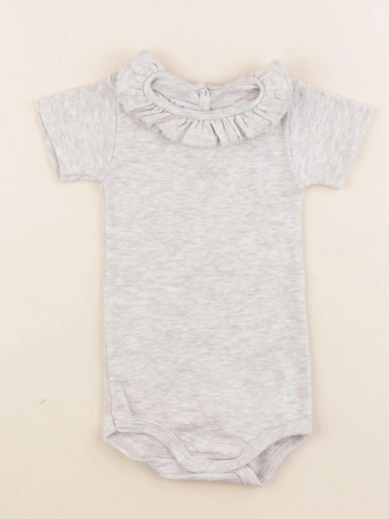 Petit Bateau - body à col gris - 6 mois