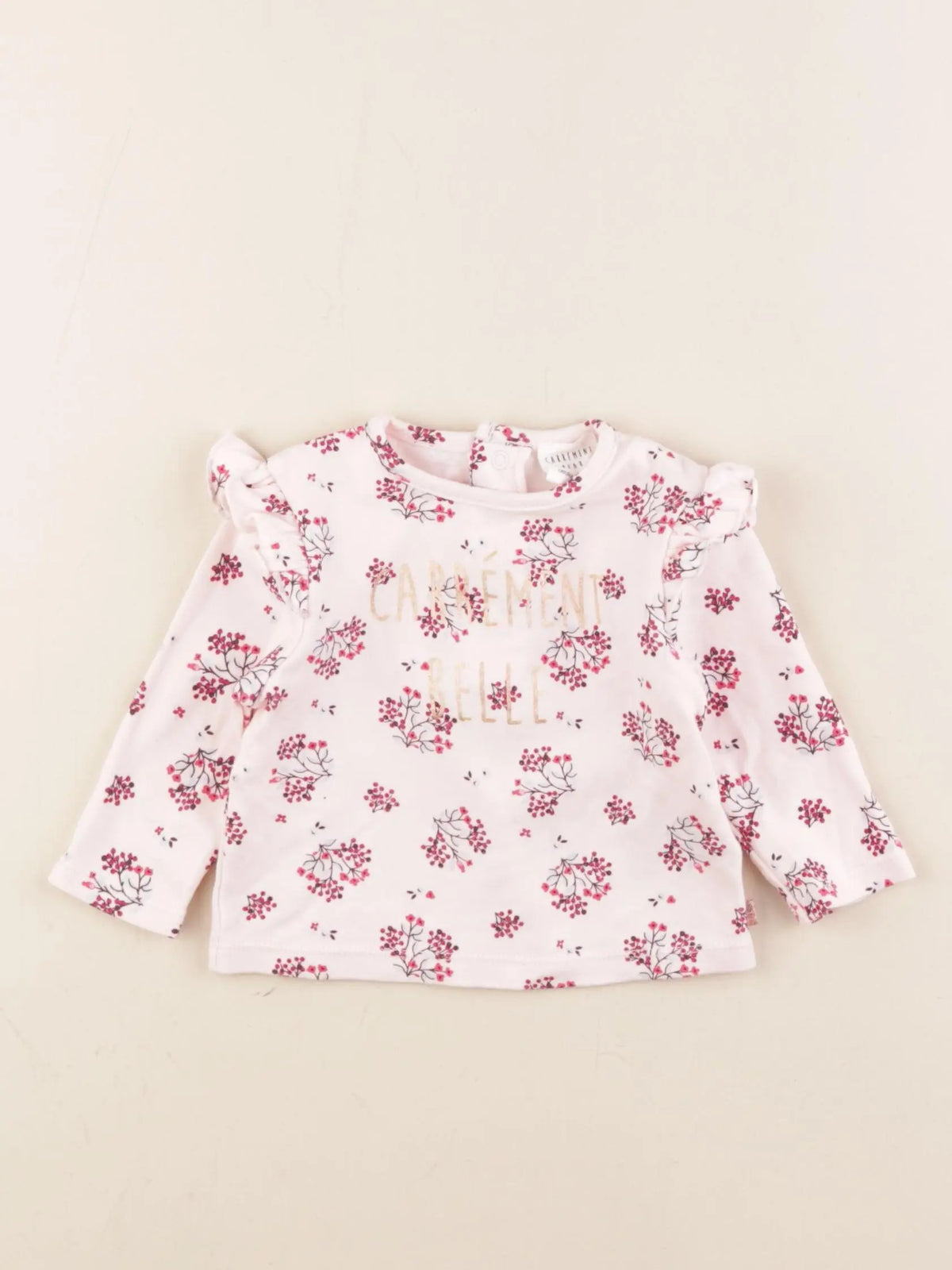 Carrément Beau - tee-shirt rose - 6 mois