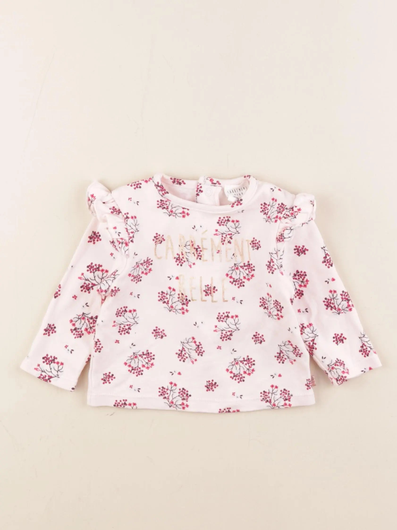 Carrément Beau - tee-shirt rose - 6 mois