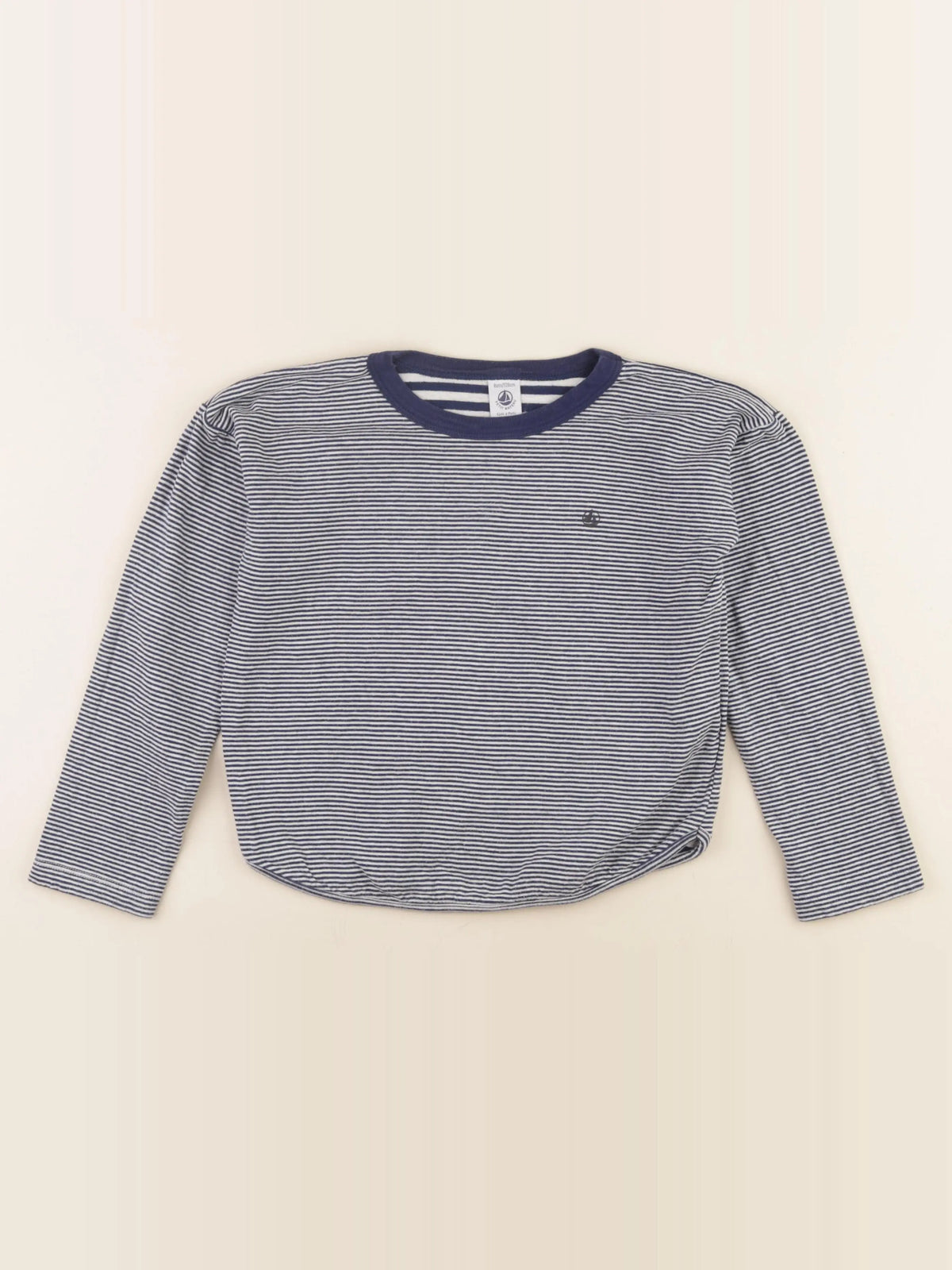 Petit Bateau - tee-shirt blanc, bleu - 8 ans