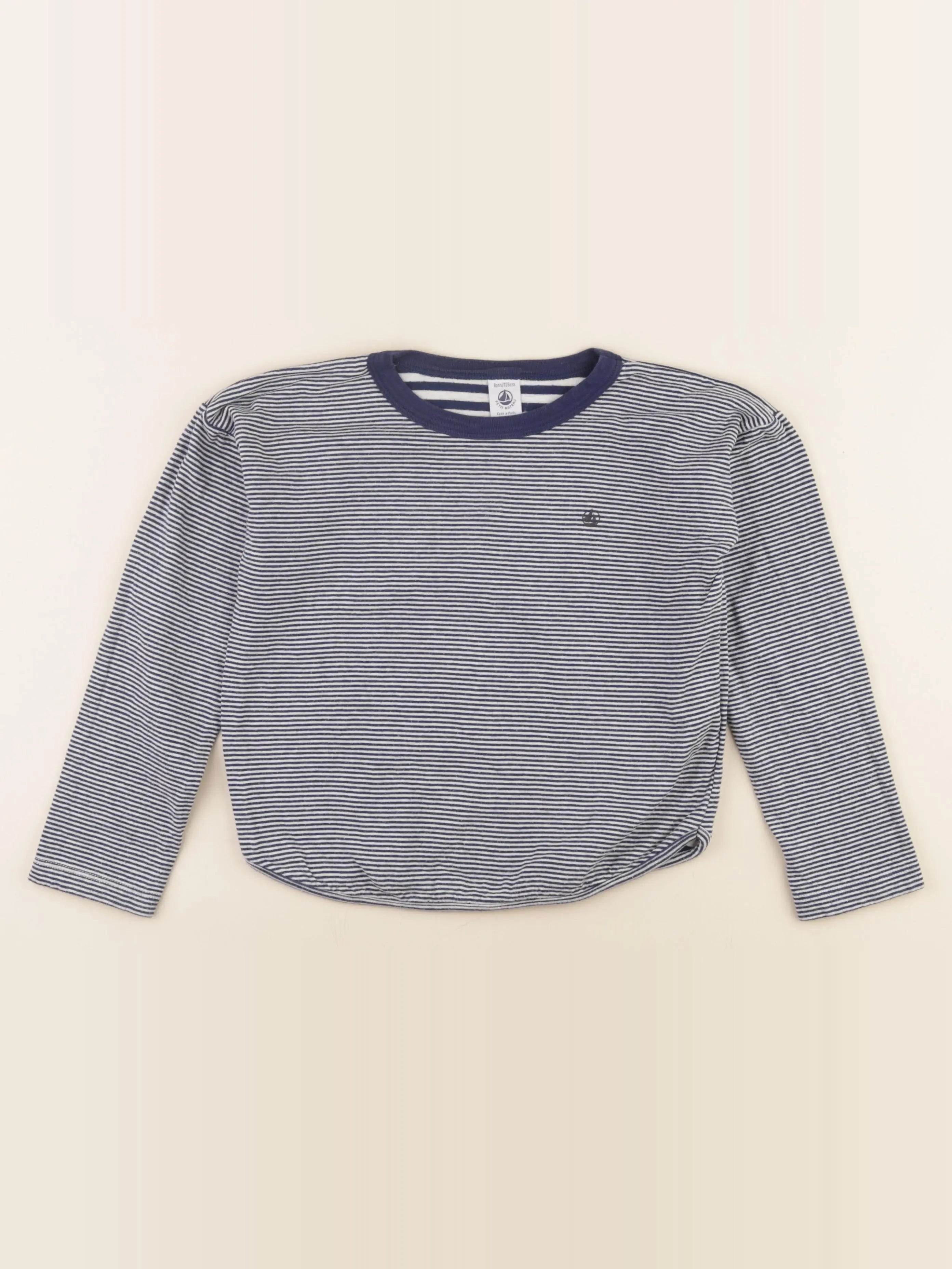 Petit Bateau - tee-shirt blanc, bleu - 8 ans