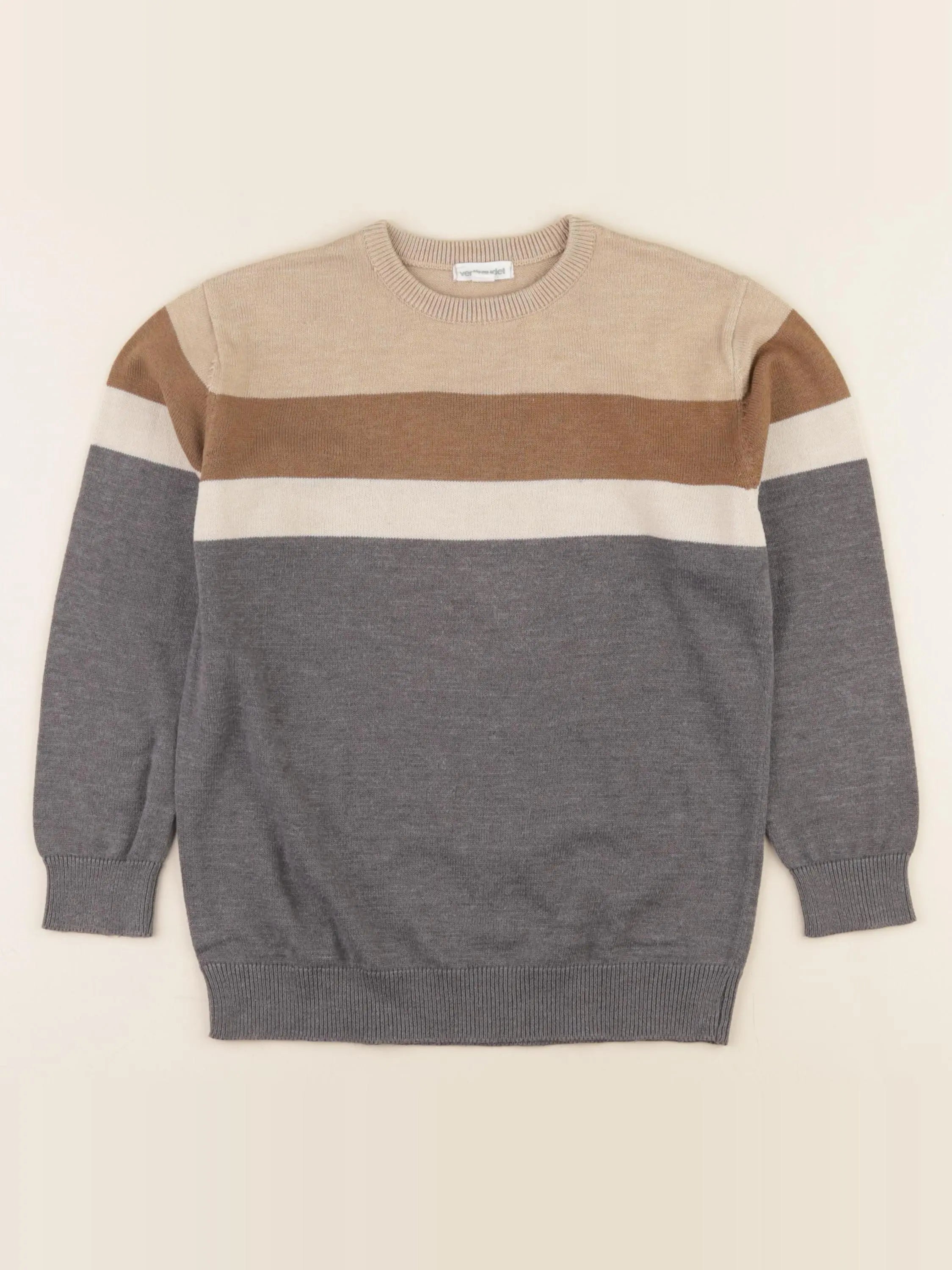 Vertbaudet - pull gris, marron - 8 ans
