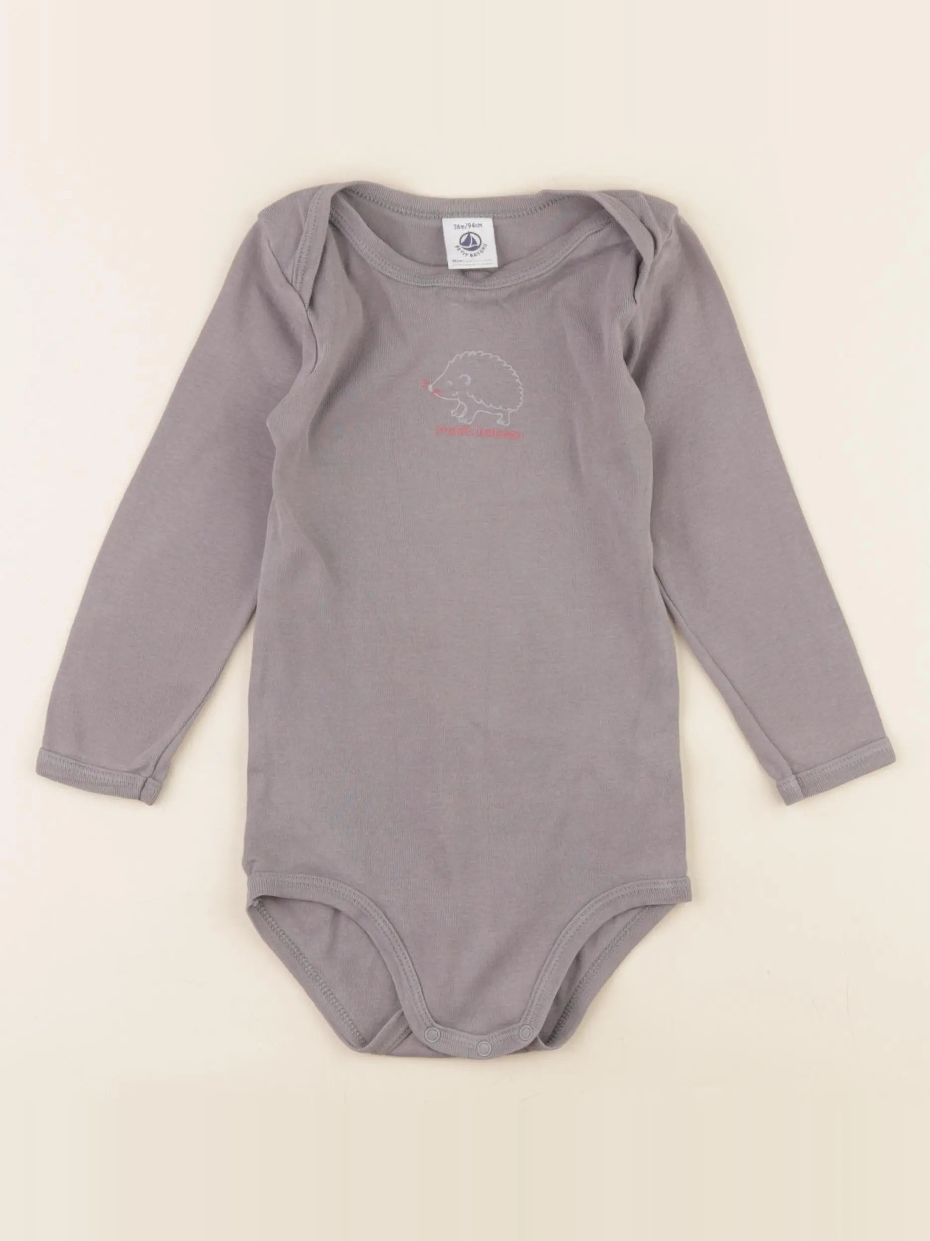 Petit Bateau - body gris - 36 mois