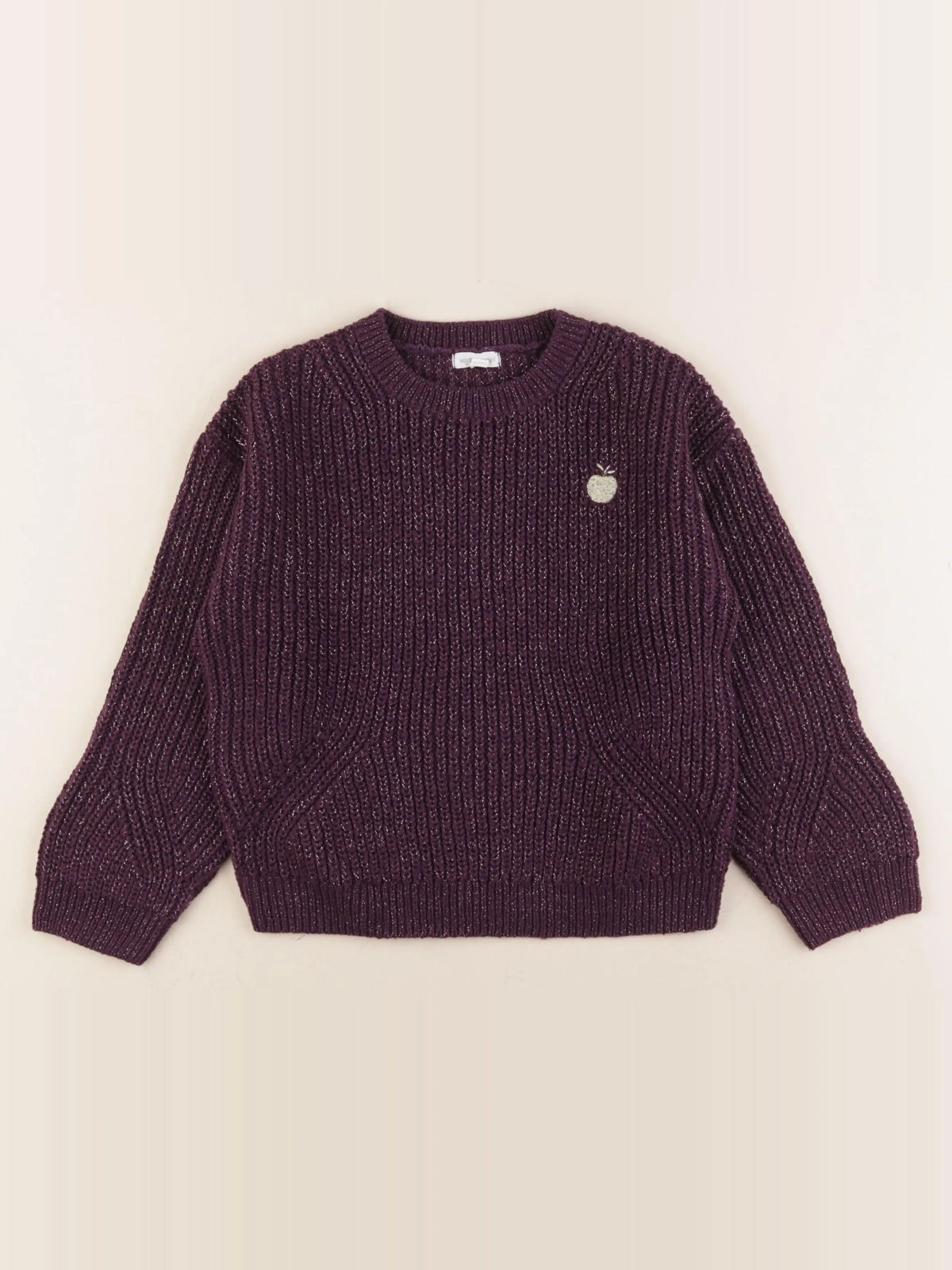 Vertbaudet - pull violet, or - 8 ans