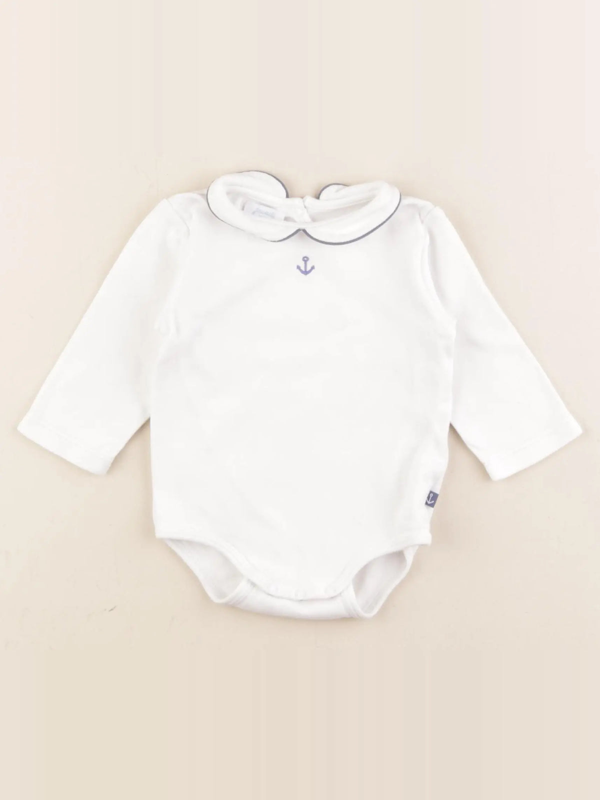 Jacadi - body à col blanc, bleu - 6 mois