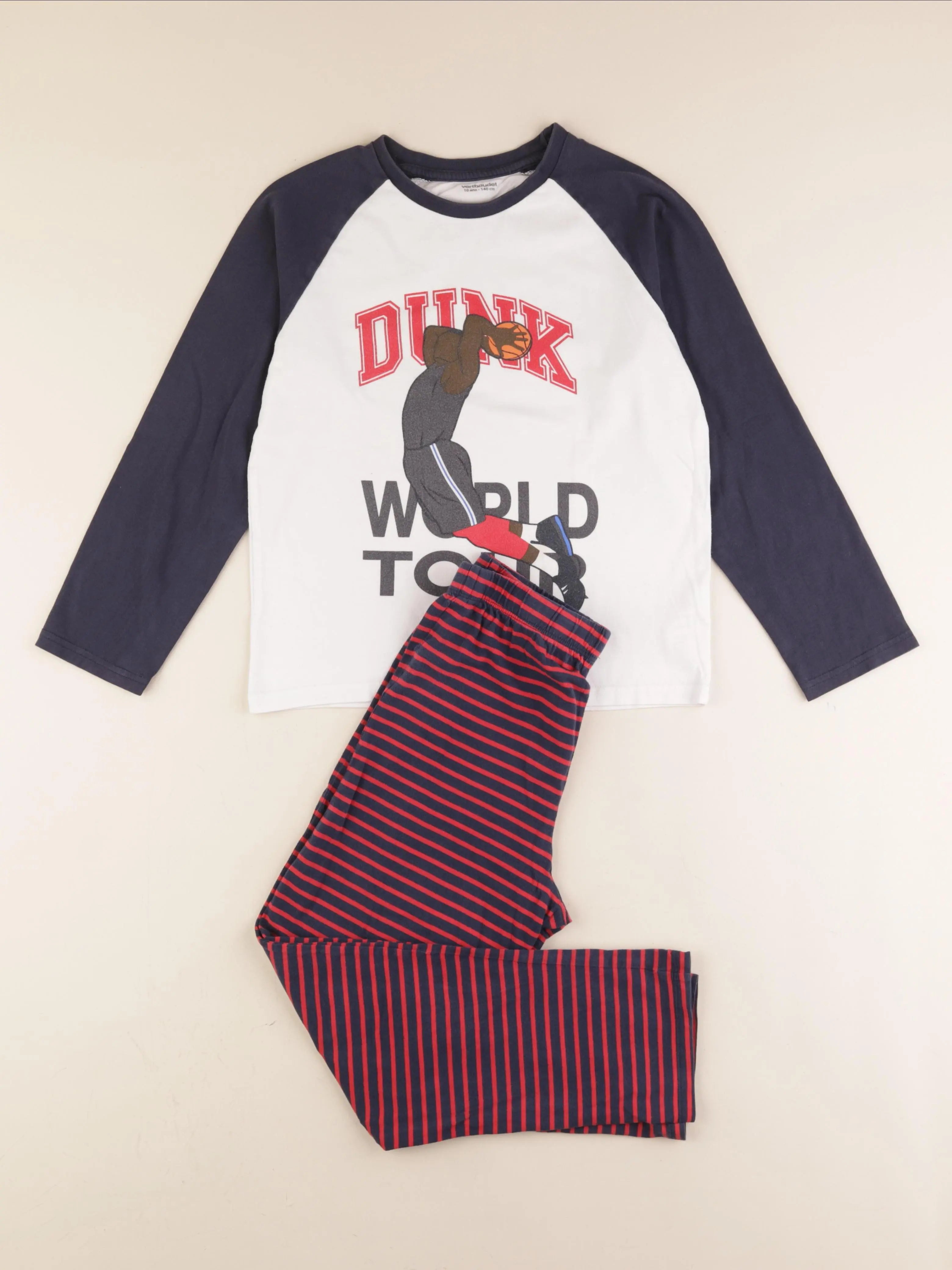 Vertbaudet - pyjama coton blanc, bleu - 10 ans