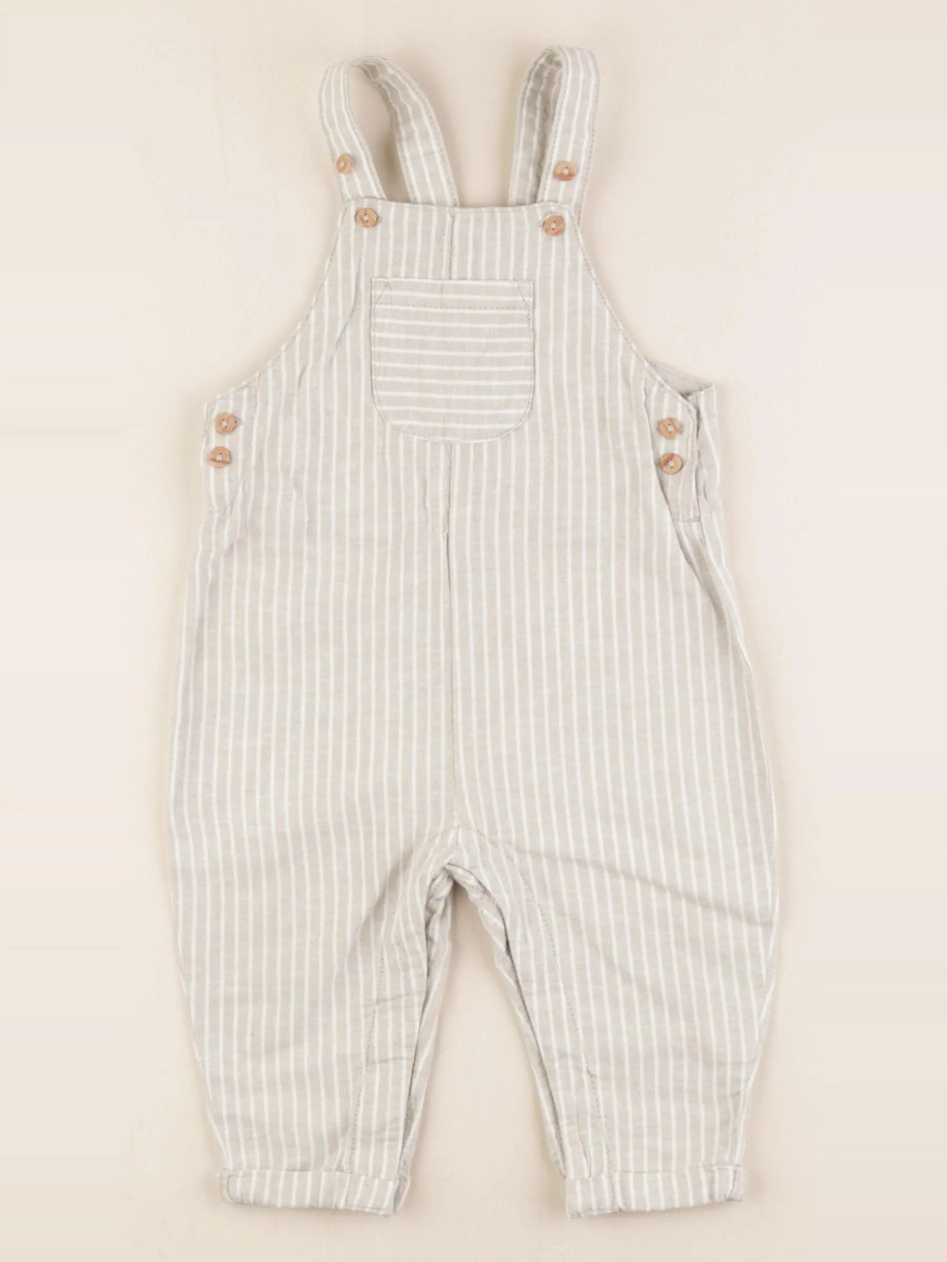 Vertbaudet - salopette beige, blanc - 12 mois