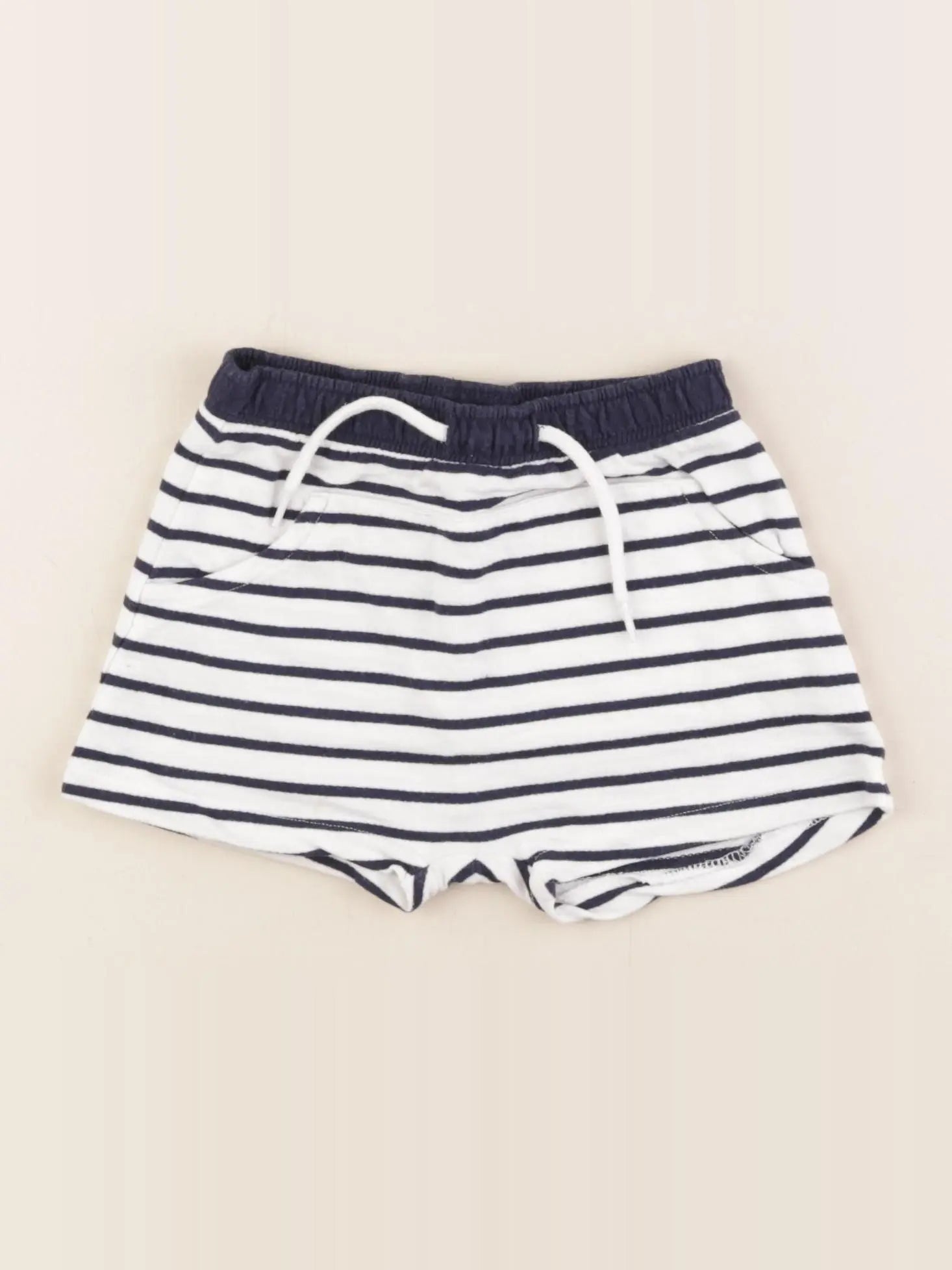 Vertbaudet - short blanc, bleu - 12 mois