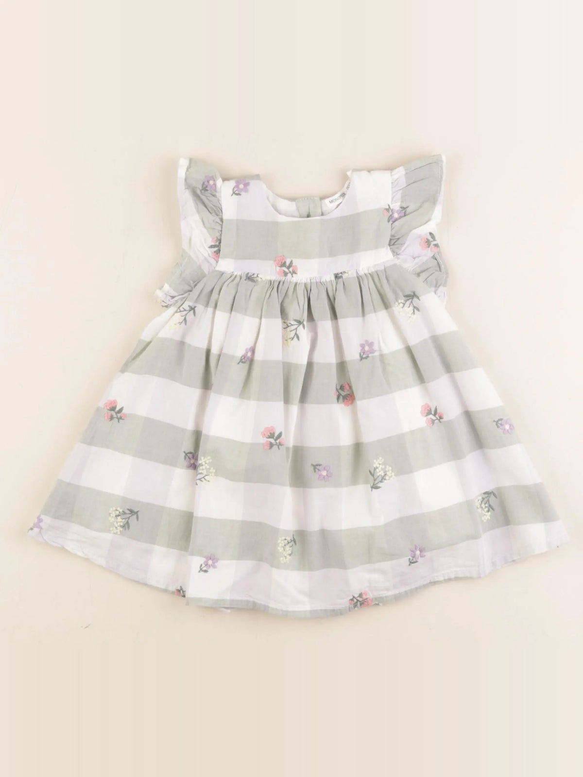 Monoprix - robe blanc, vert - 6 mois