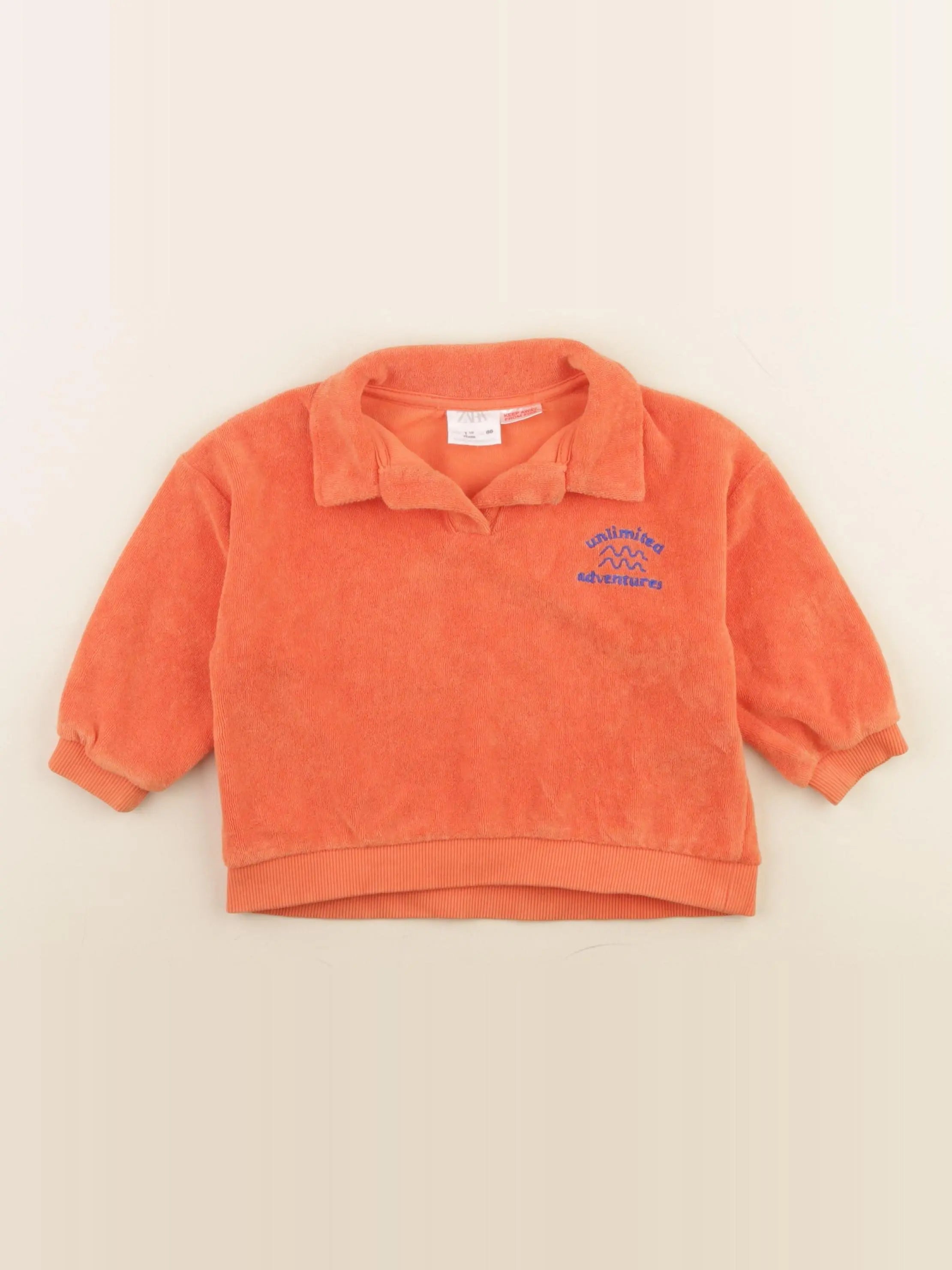 Zara - sweat éponge orange - 12/18 mois