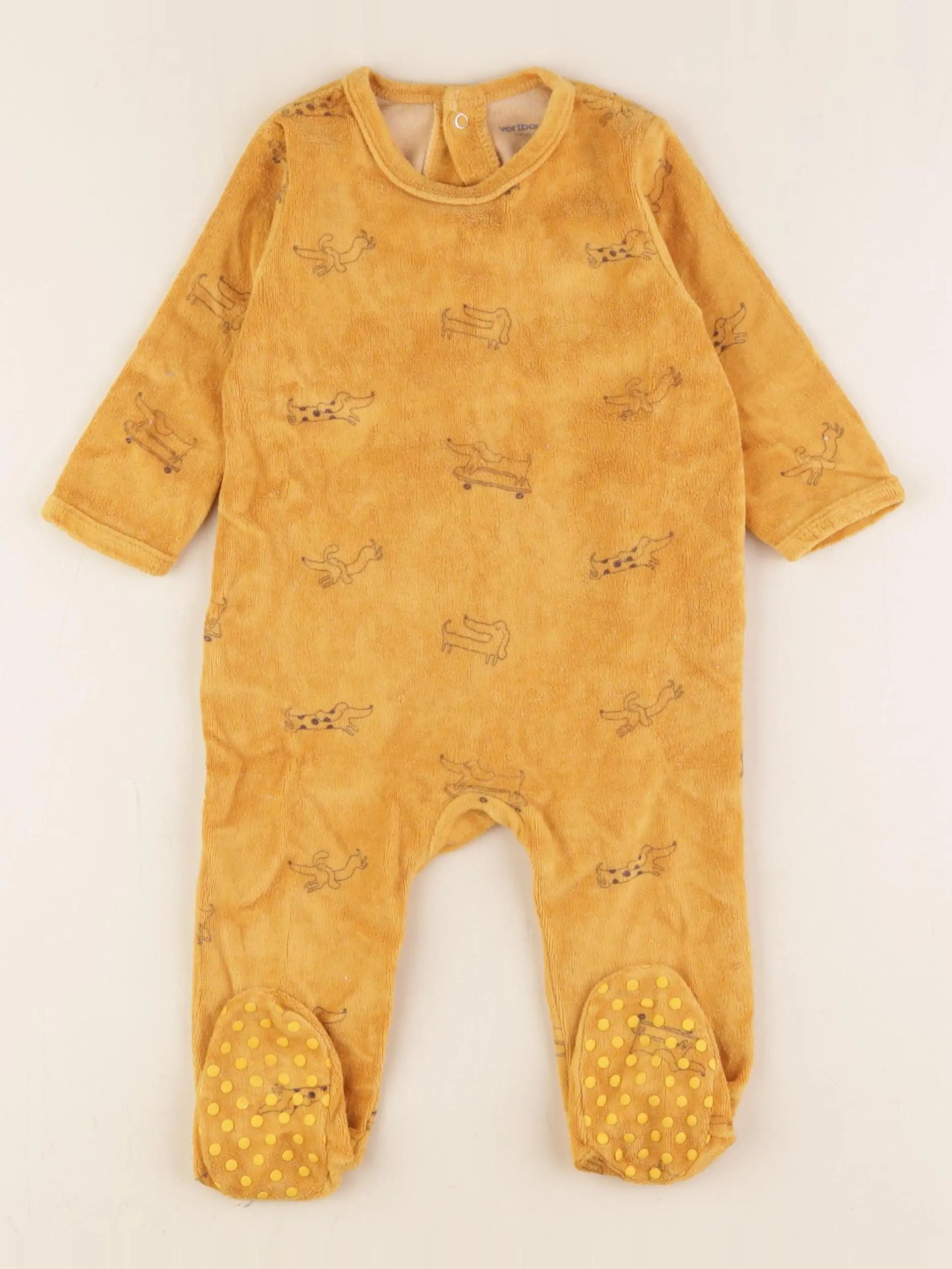 Vertbaudet - pyjama velours jaune - 9 mois