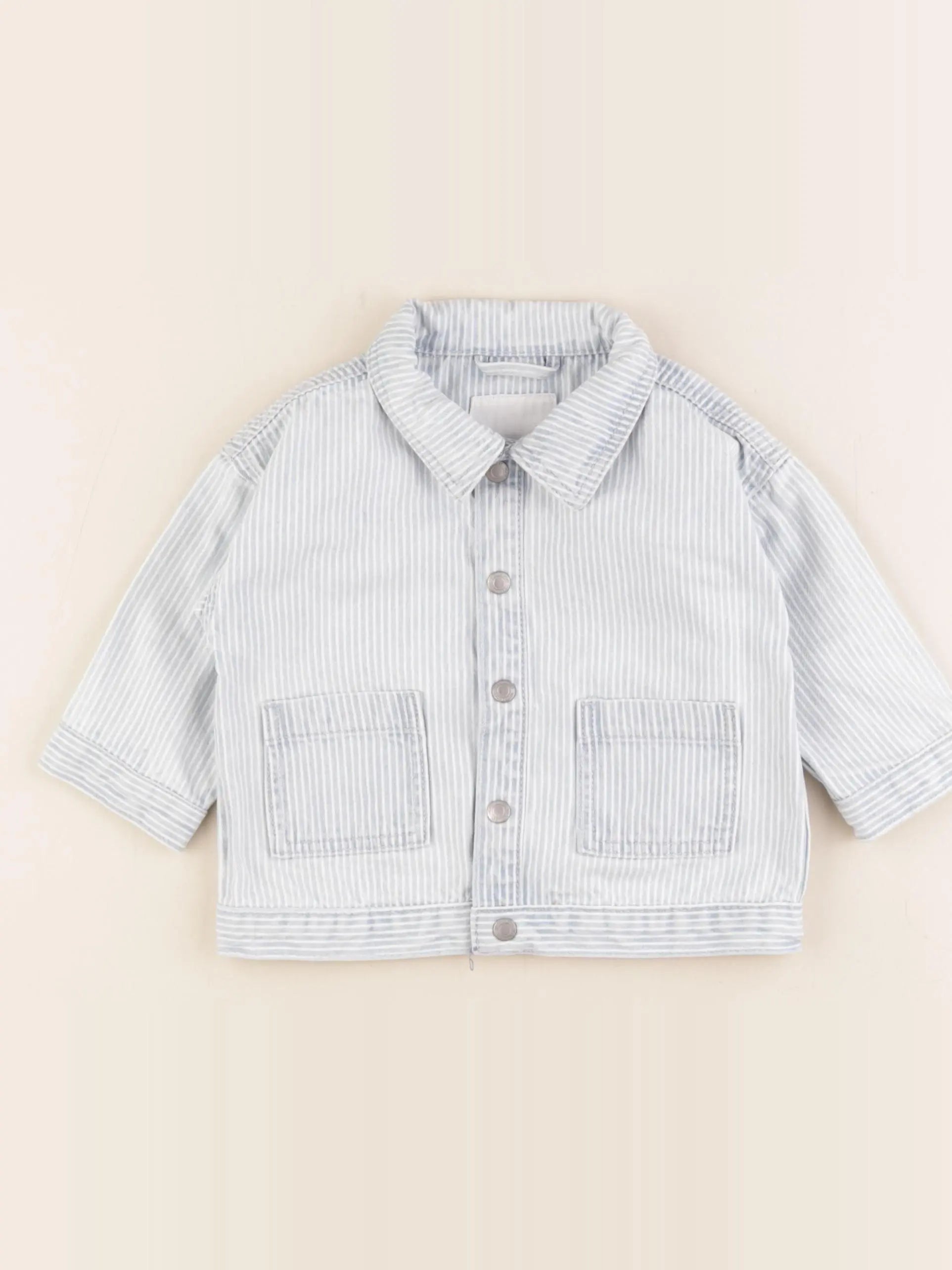 Vertbaudet - chemise bleu, blanc - 12 mois