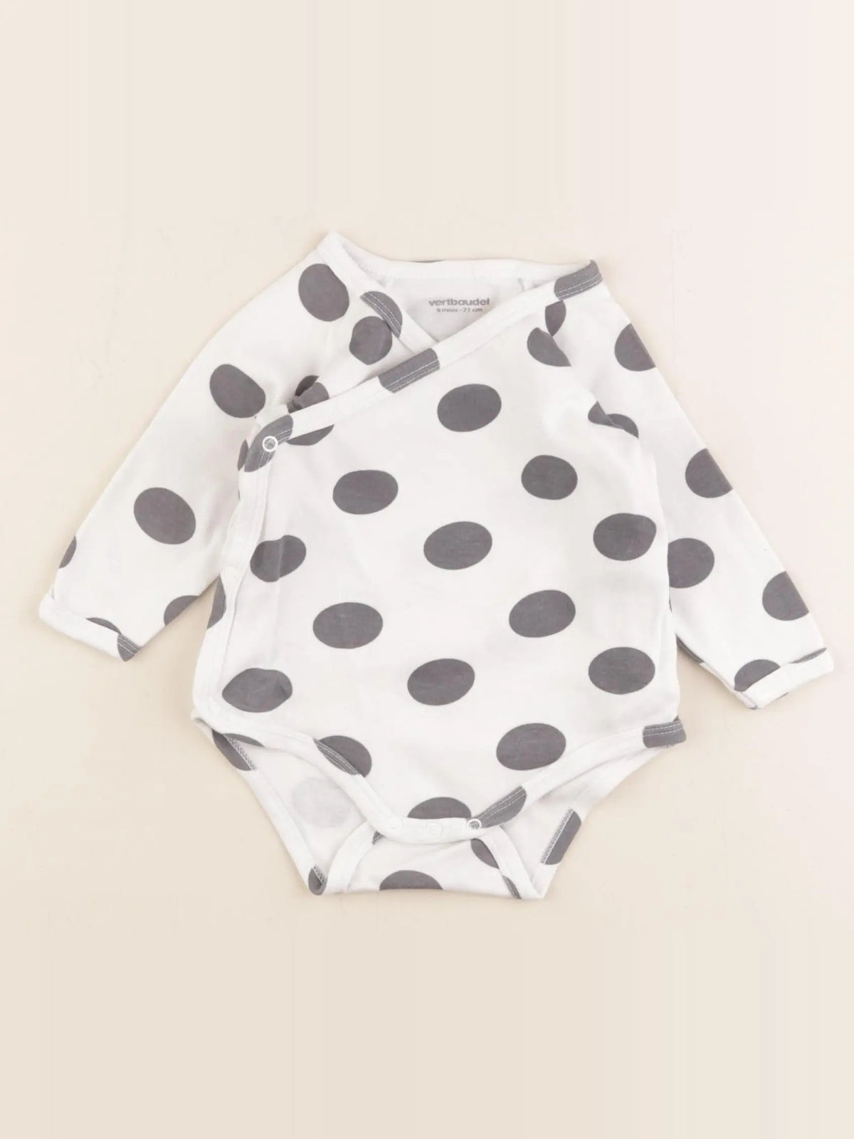Vertbaudet - body blanc, gris - 9 mois