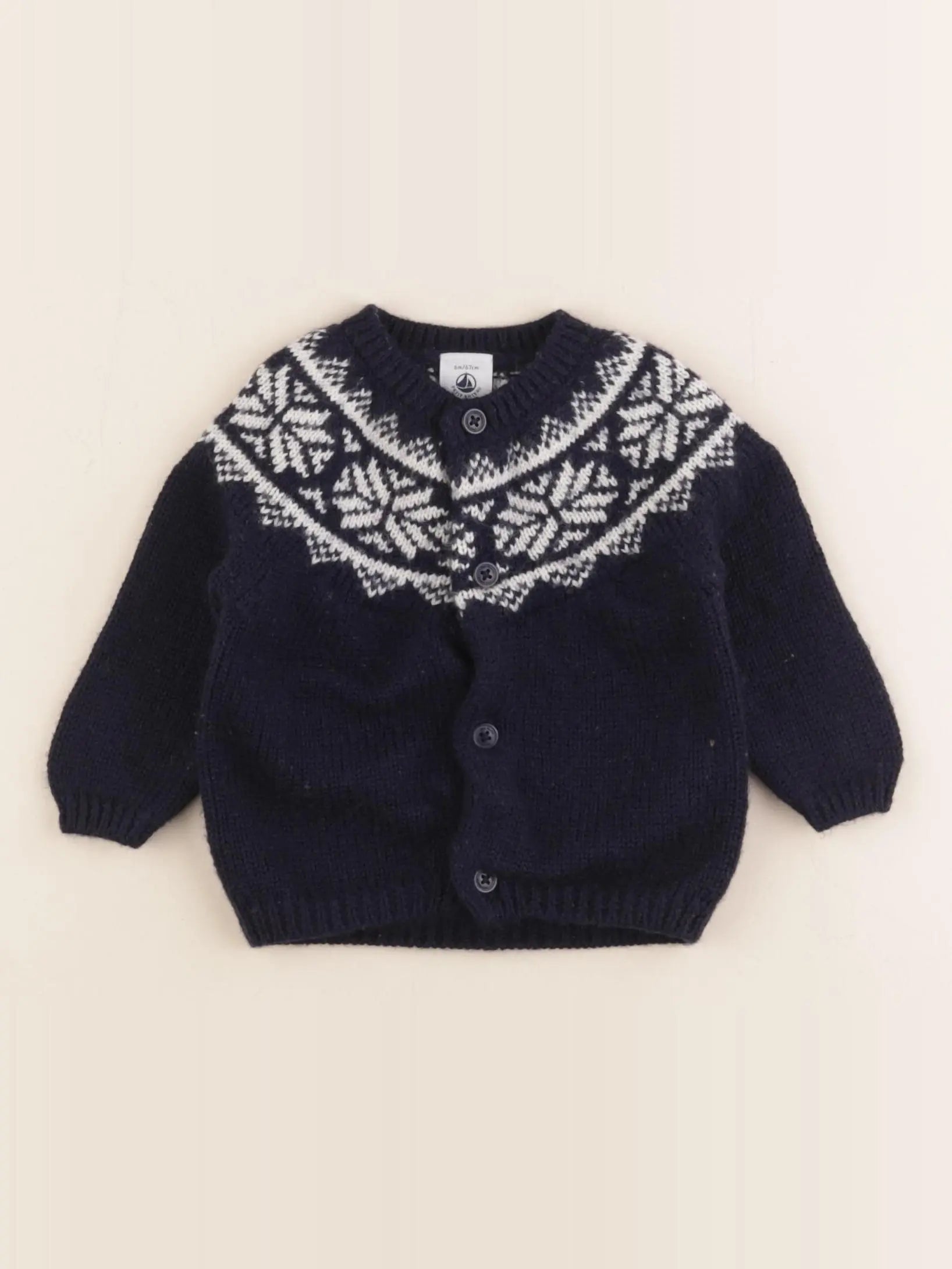 Petit Bateau - gilet bleu - 6 mois