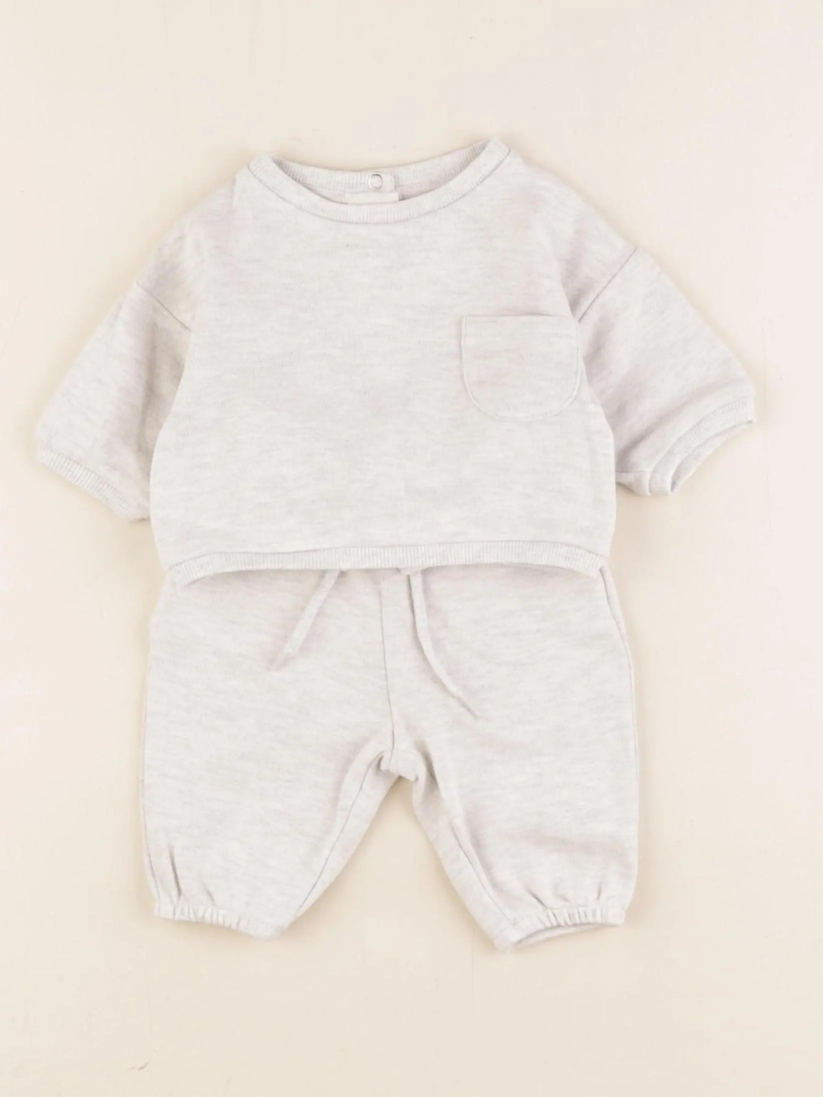 Vertbaudet - ensemble gris, beige - 1 mois