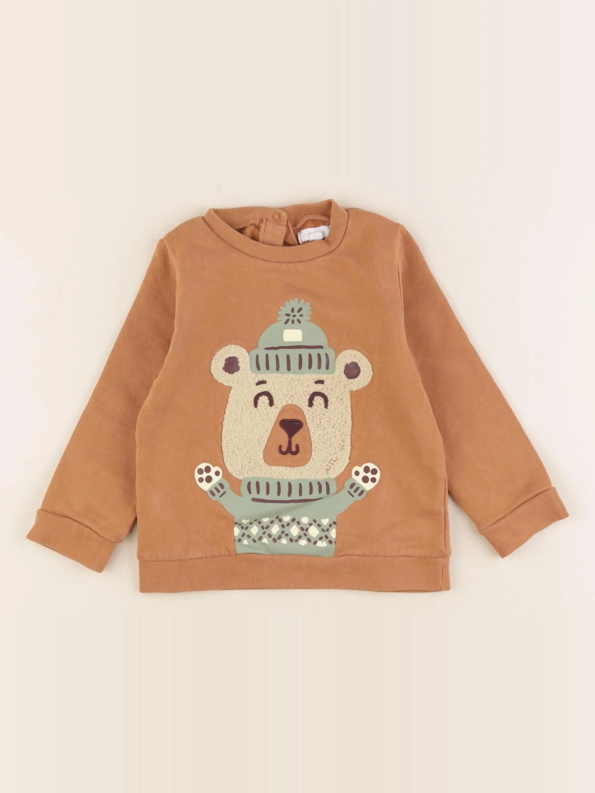 Vertbaudet - sweat marron - 18 mois