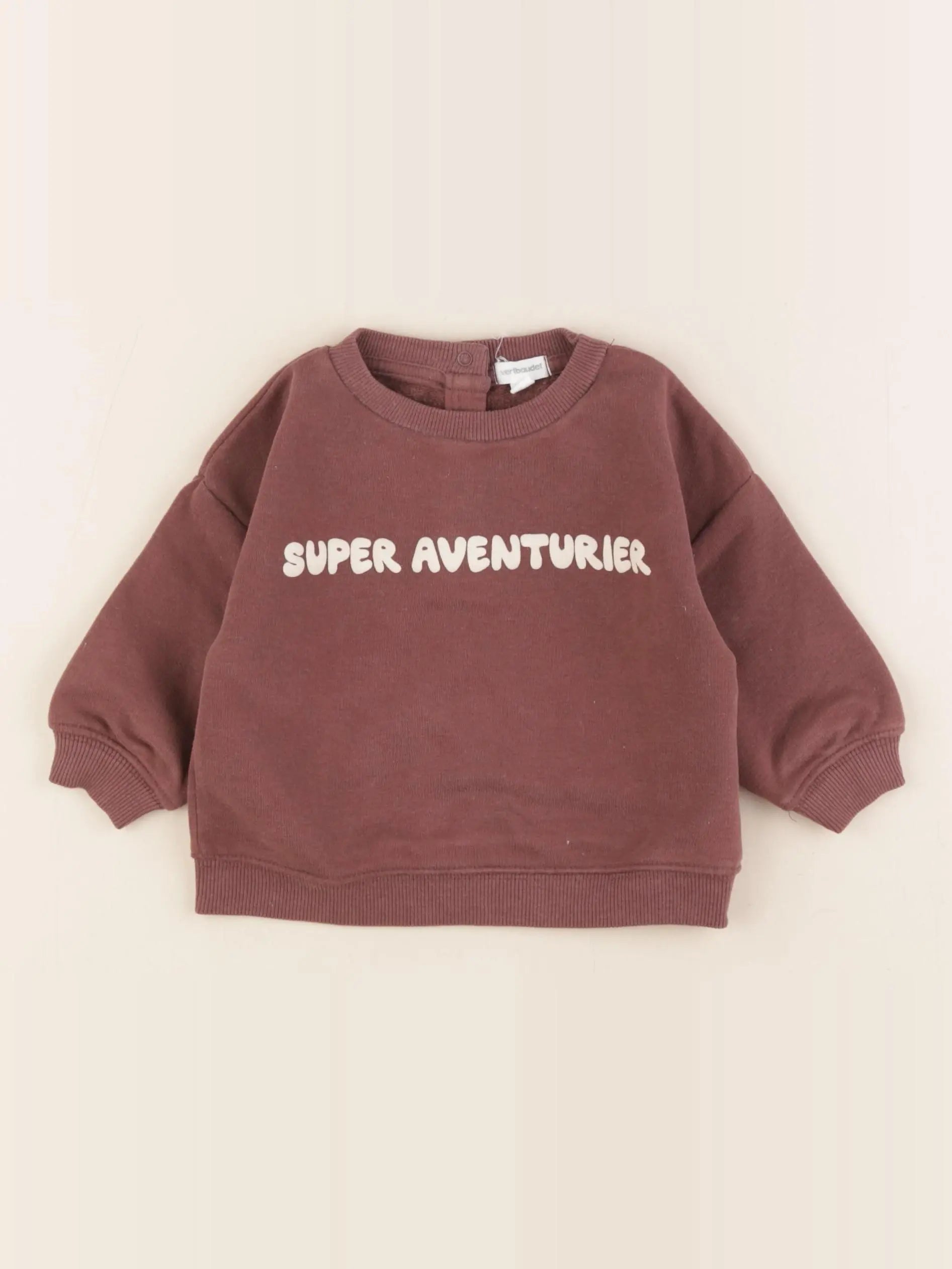 Vertbaudet - sweat marron - 9 mois