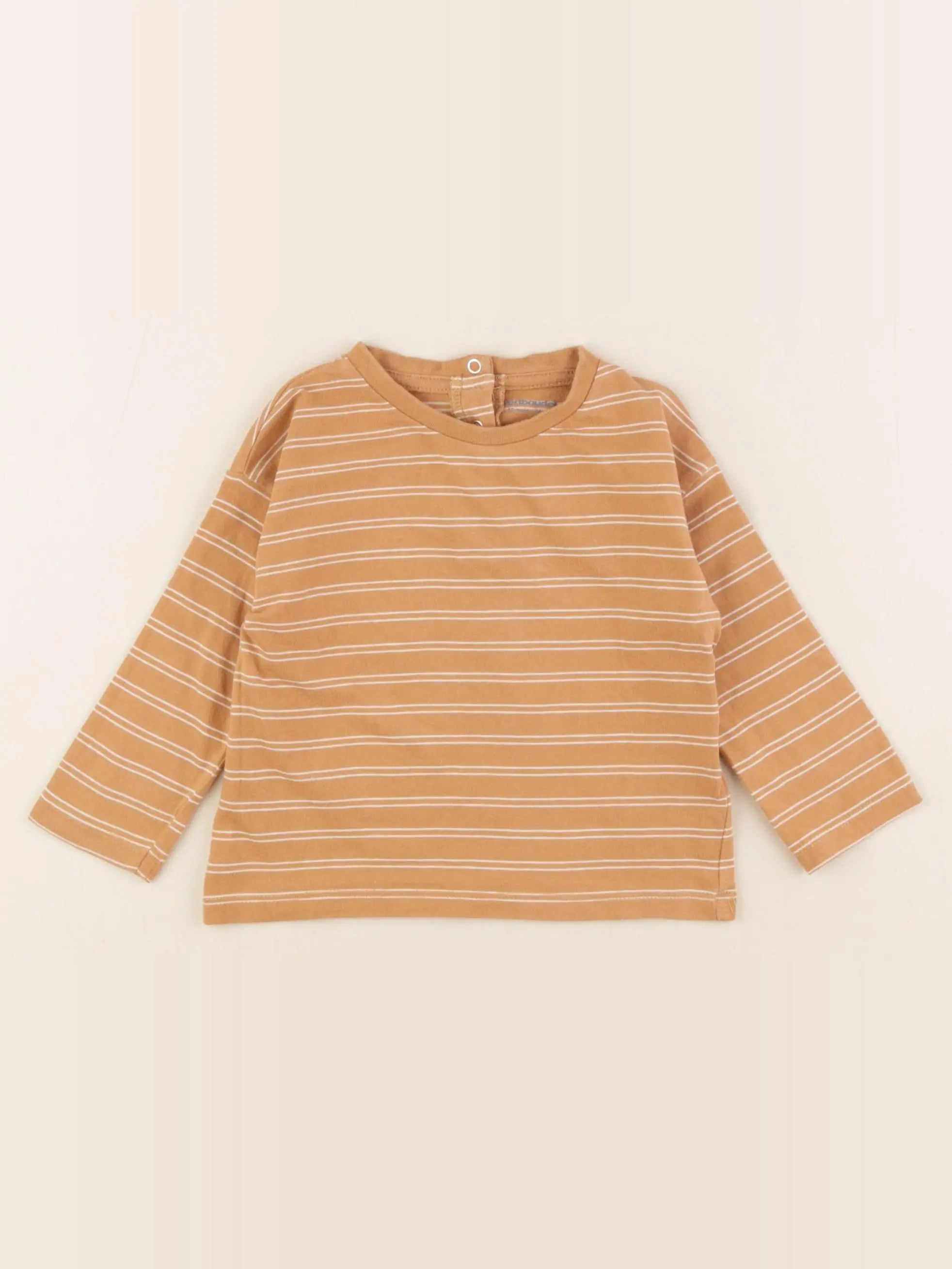 Vertbaudet - tee-shirt marron, blanc - 12 mois