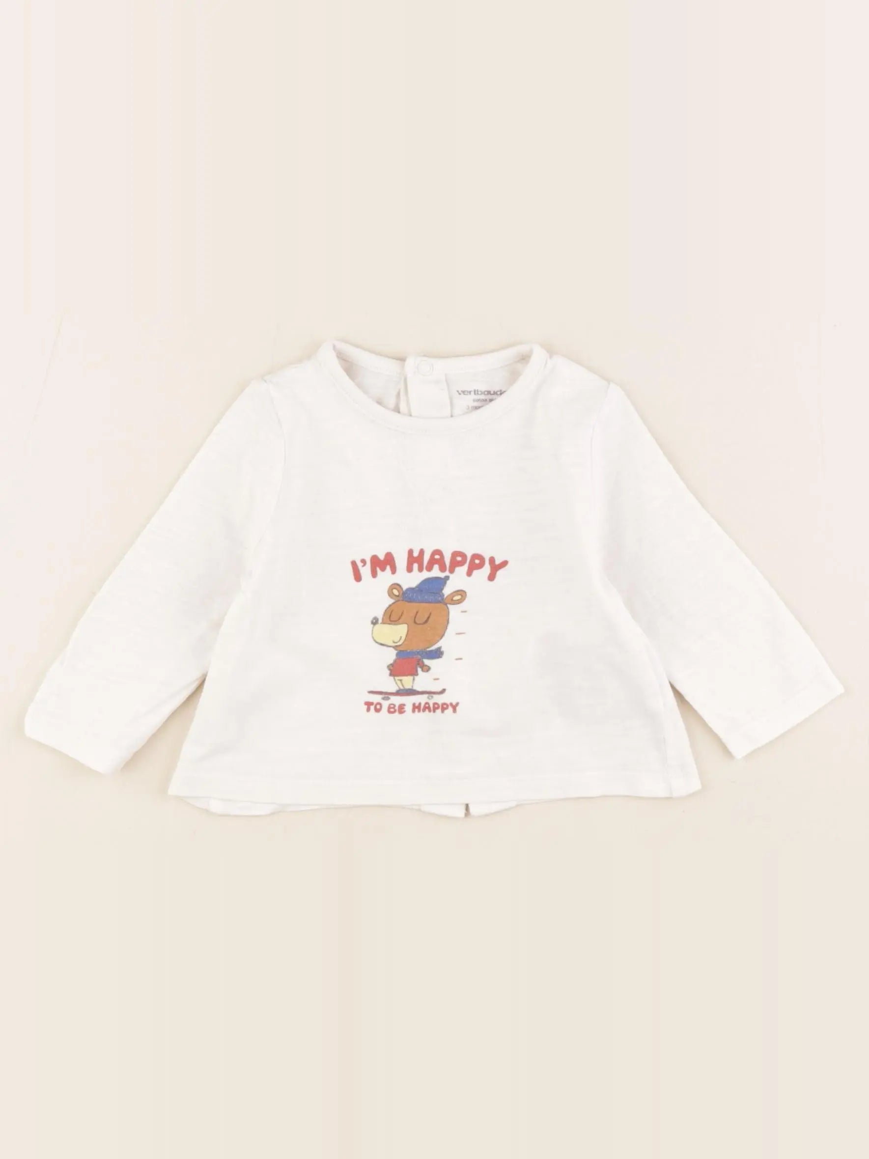 Vertbaudet - tee-shirt blanc - 3 mois