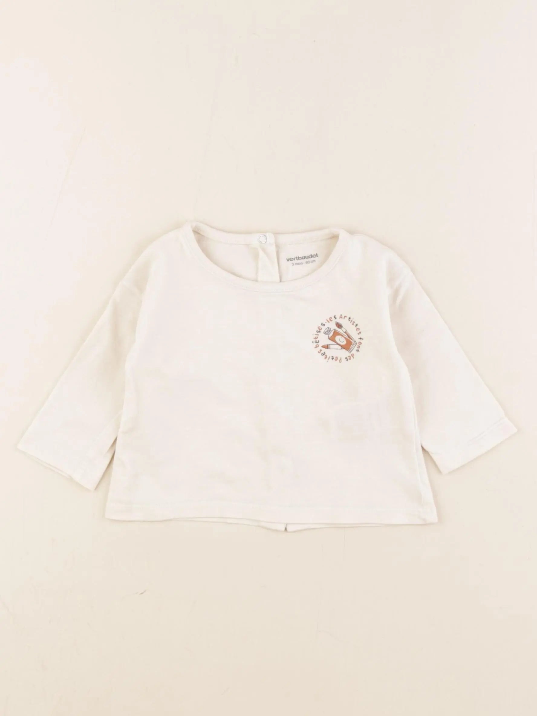 Vertbaudet - tee-shirt beige - 3 mois