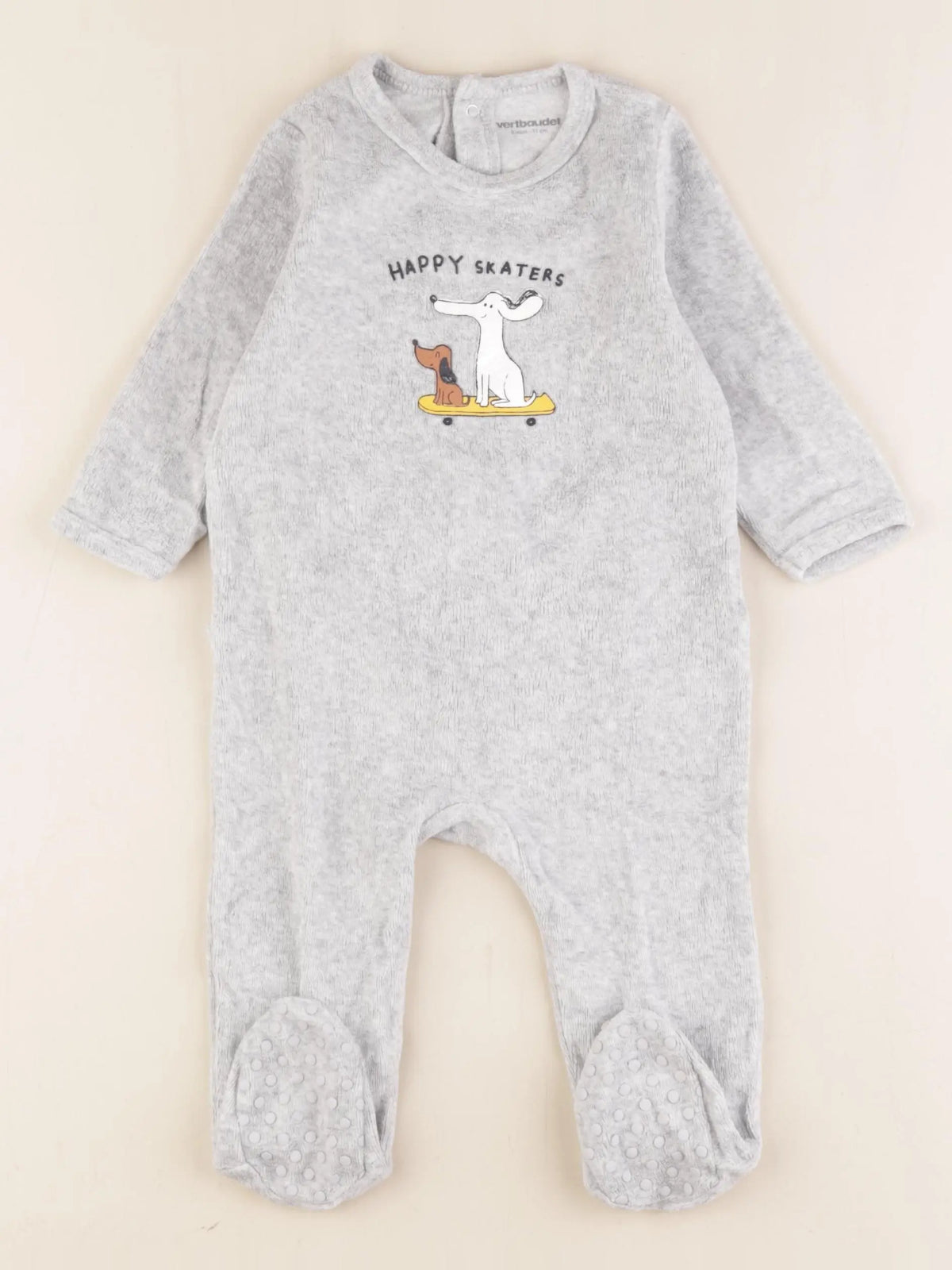 Vertbaudet - pyjama velours gris - 9 mois