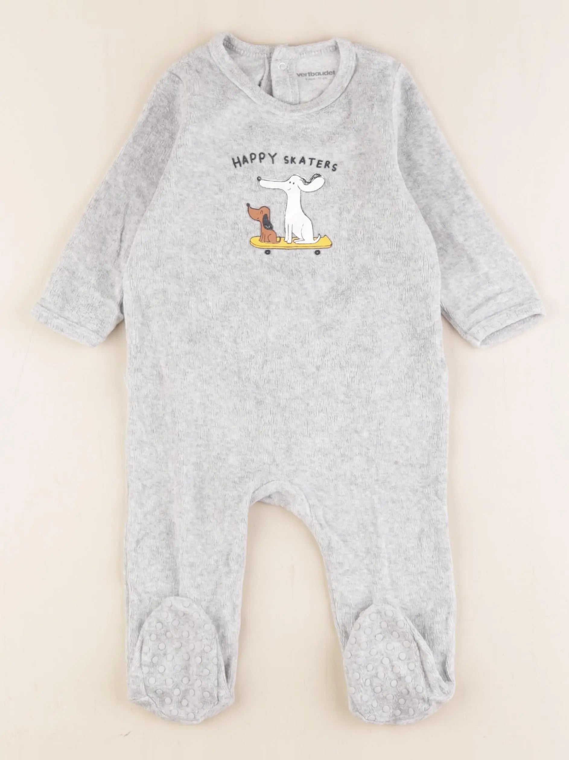 Vertbaudet - pyjama velours gris - 9 mois