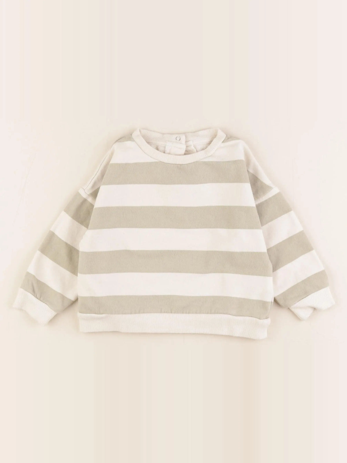 Vertbaudet - sweat beige, vert - 18 mois