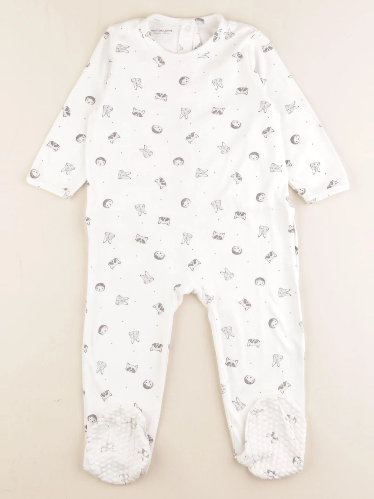 Vertbaudet - pyjama coton blanc - 24 mois
