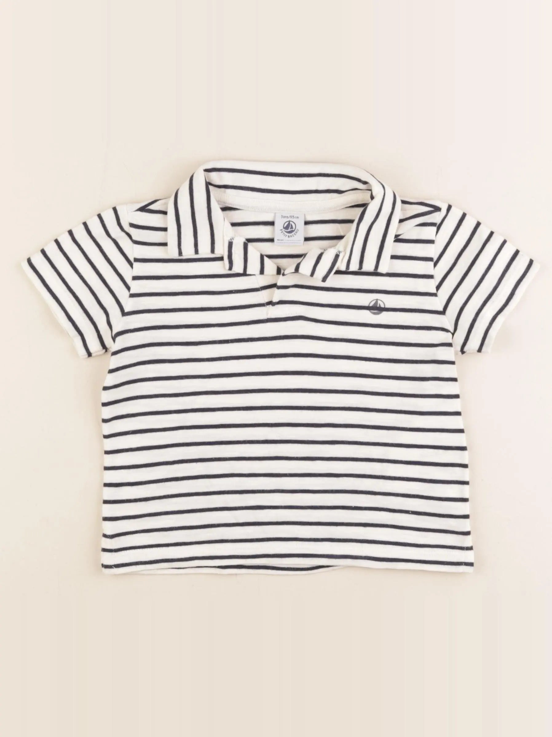 Petit Bateau - polo bleu, blanc - 3 ans