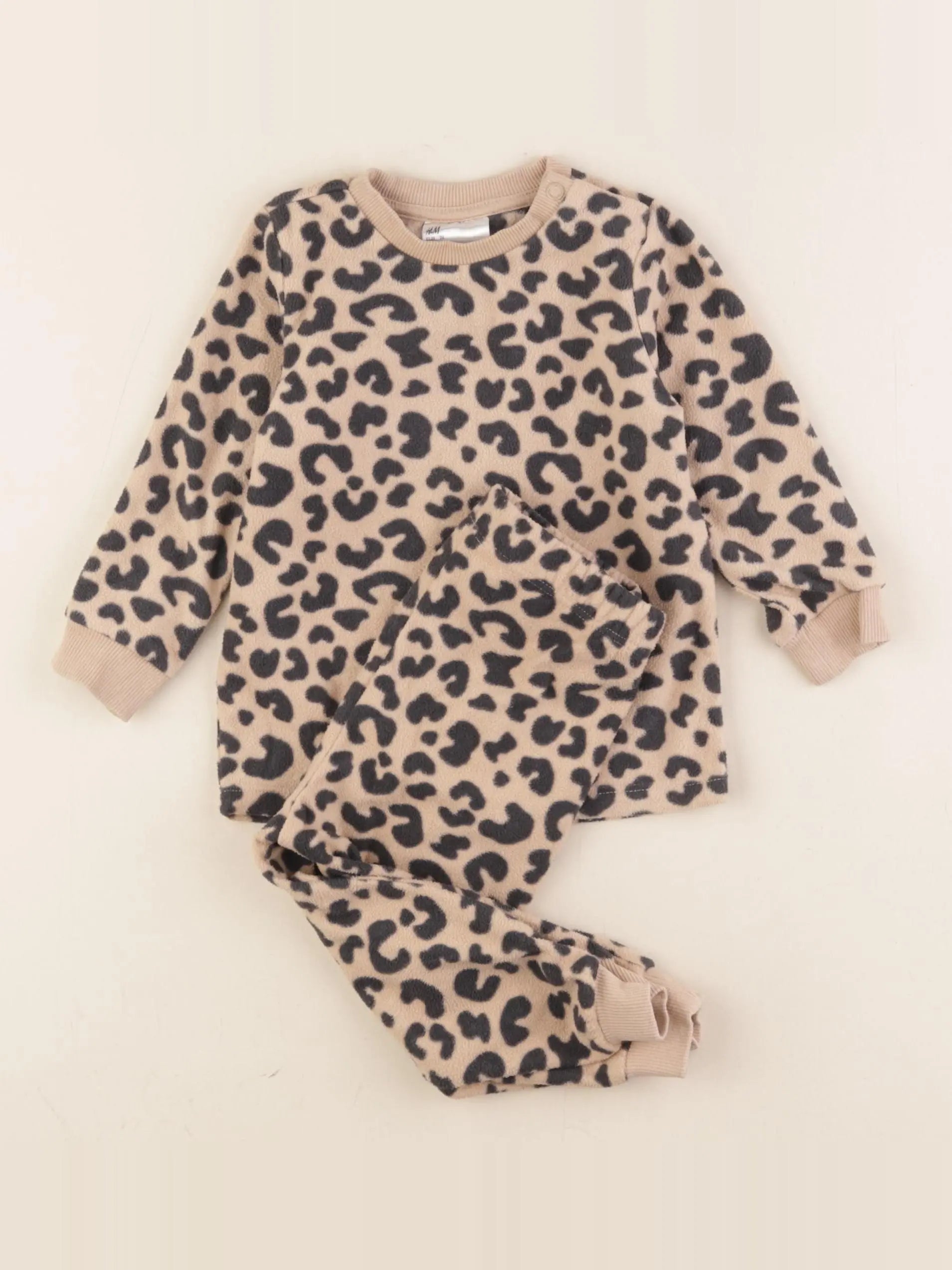 H&M - pyjama velours noir, marron - 6/9 mois