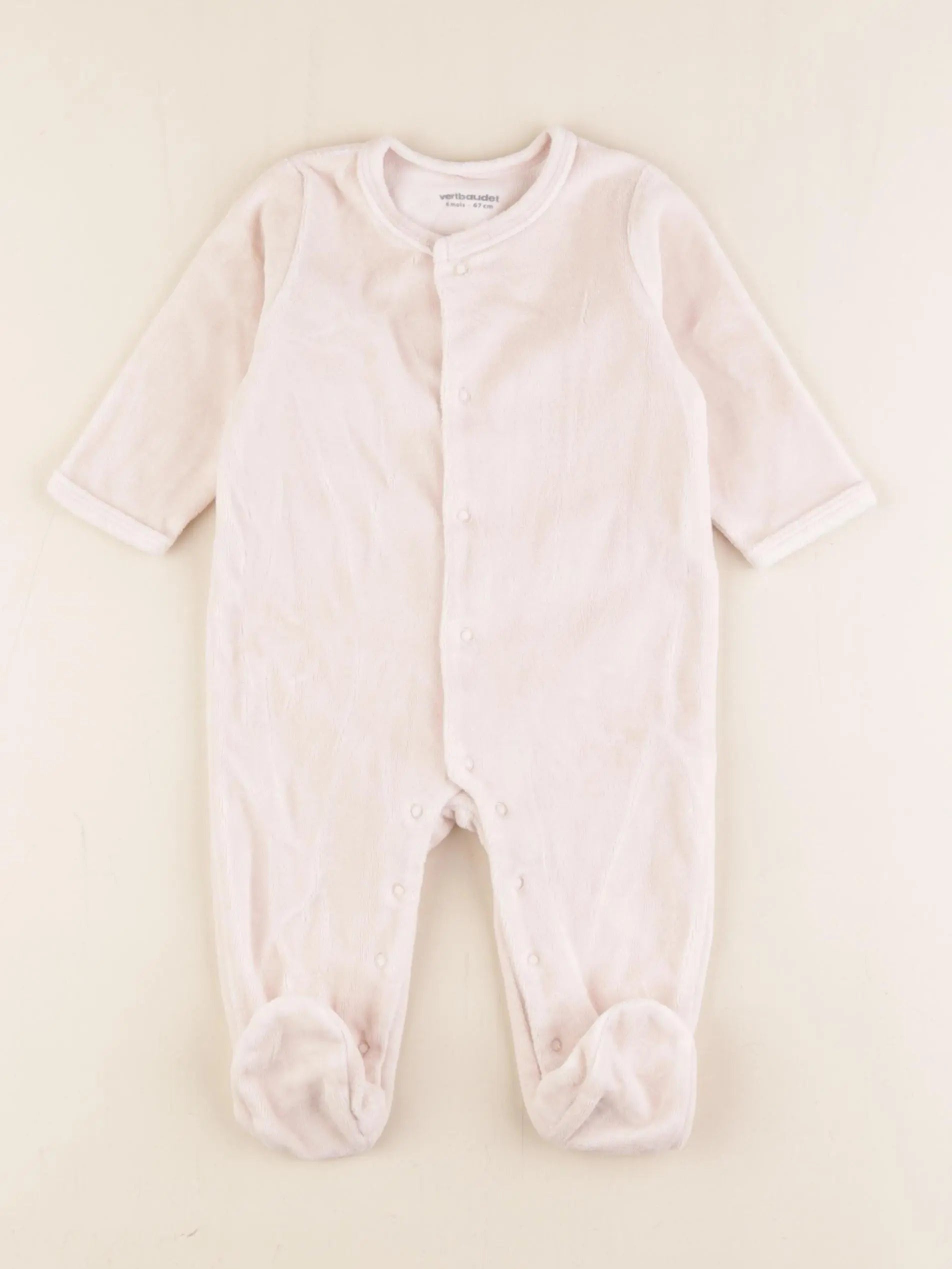 Vertbaudet - pyjama velours rose - 6 mois