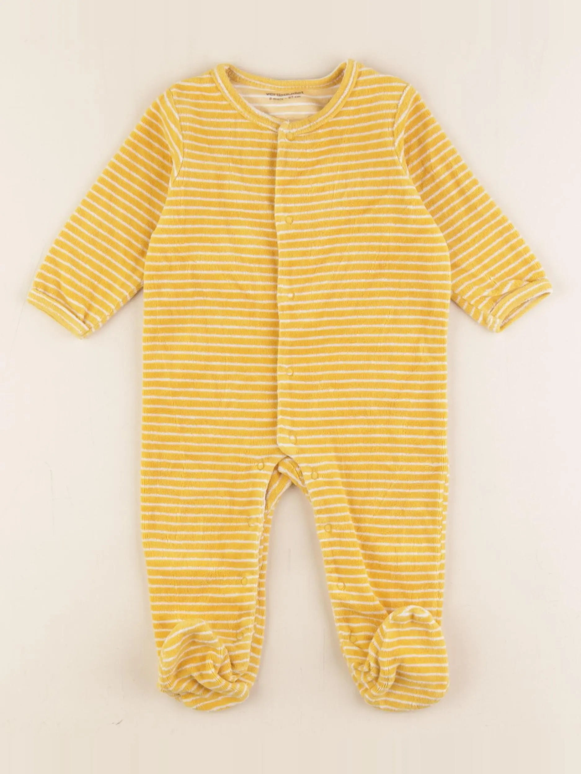 Vertbaudet - pyjama velours jaune - 6 mois