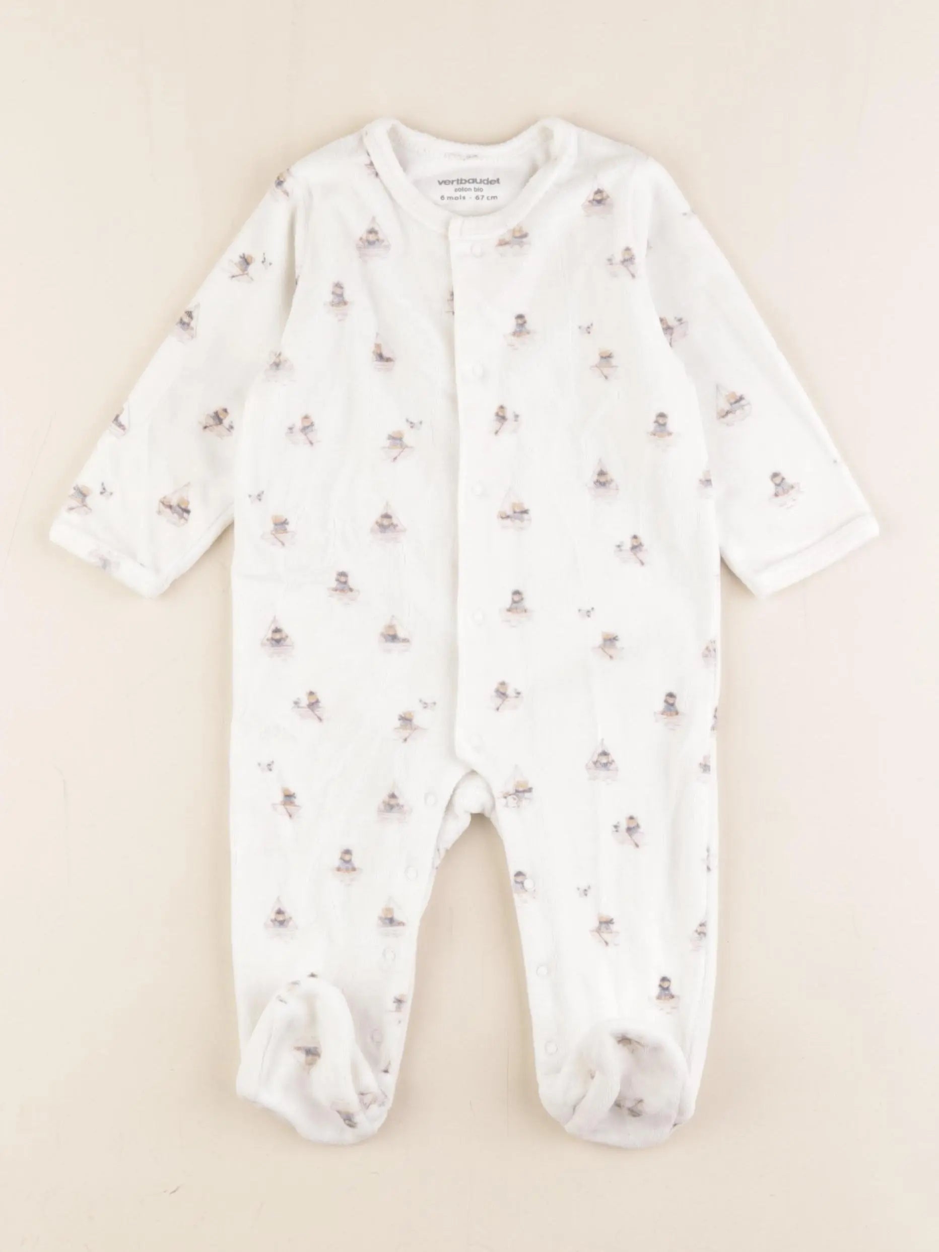 Vertbaudet - pyjama velours beige - 6 mois